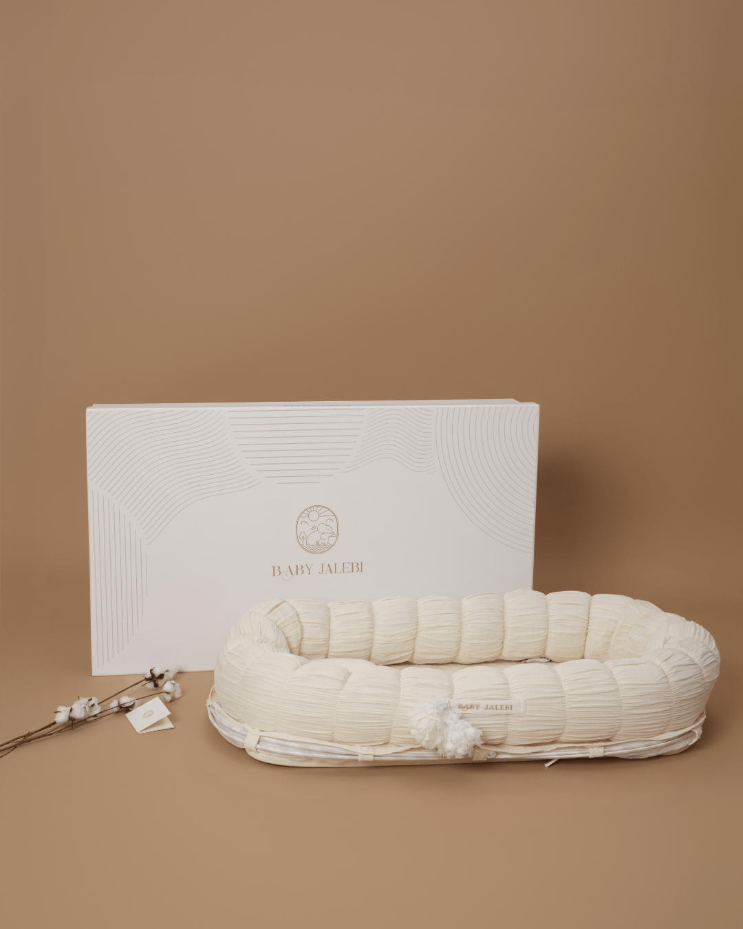 The Sleep Cloud Nest Ecru Baby Blanket with Rocking Horse Design - Soft & Cozy for Nursery, Swaddling, and Stroller Use