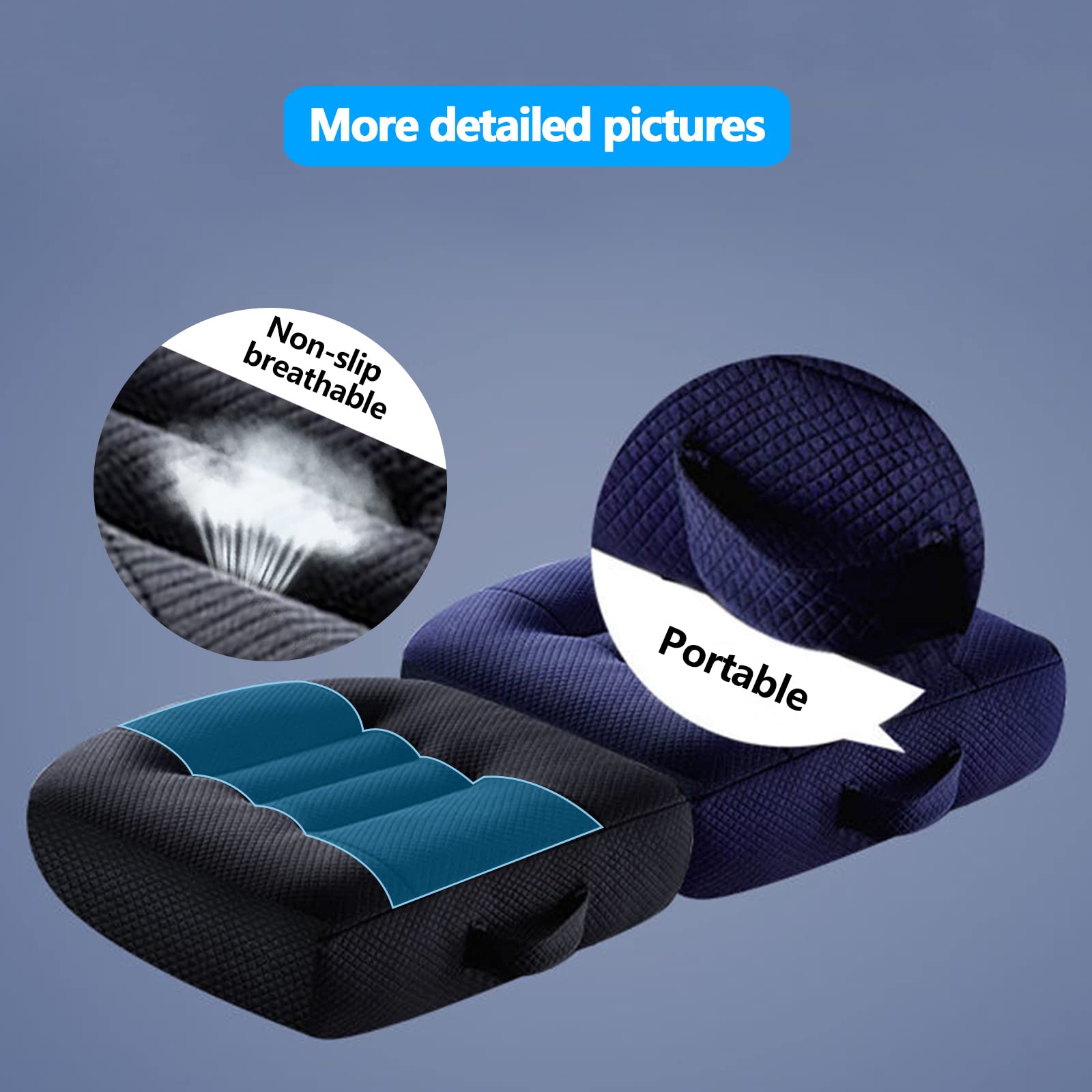 **Car Booster Seat for Adults - Adjustable Height Cushion with Breathable Mesh, Portable Seat Pad for Height Lift - Ideal for Car, Office & Home Use**