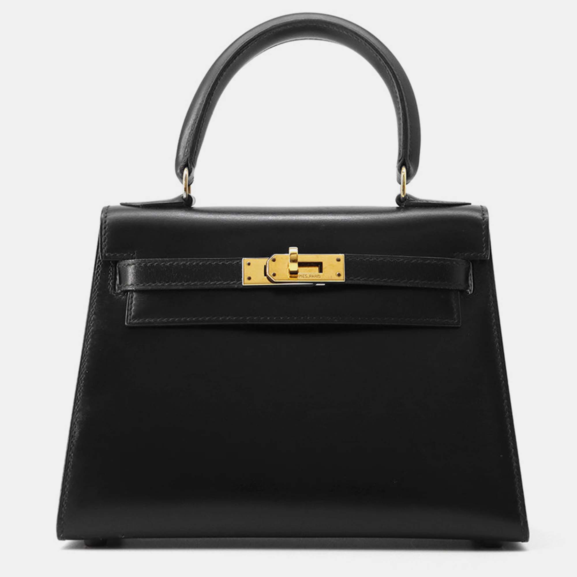 Luxury Black Box Calf Leather Mini Kelly Bag 20 - Designer Handbag for Women | Perfect for Evening Parties, Weddings & Special Occasions