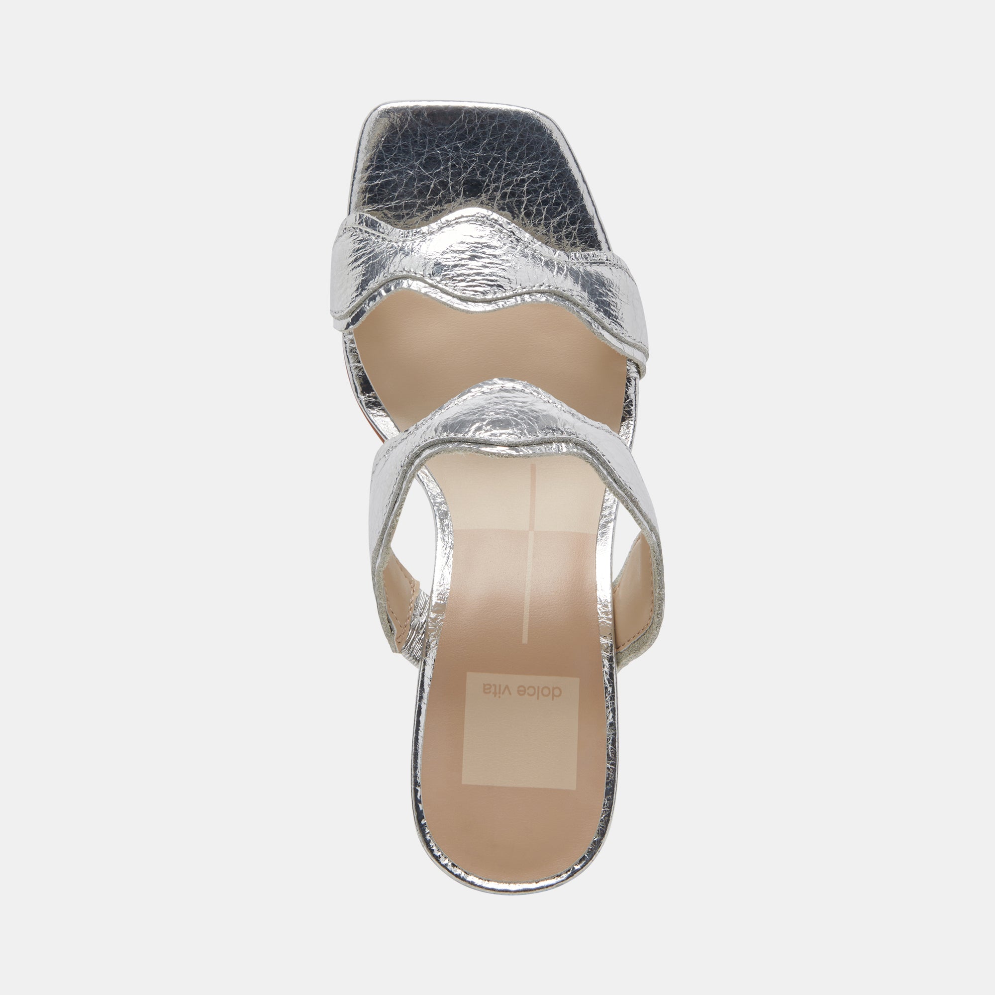 ILVA Women's Wide Heel Sandals - Silver Distressed Leather Shoes for Casual Outings & Evening Events