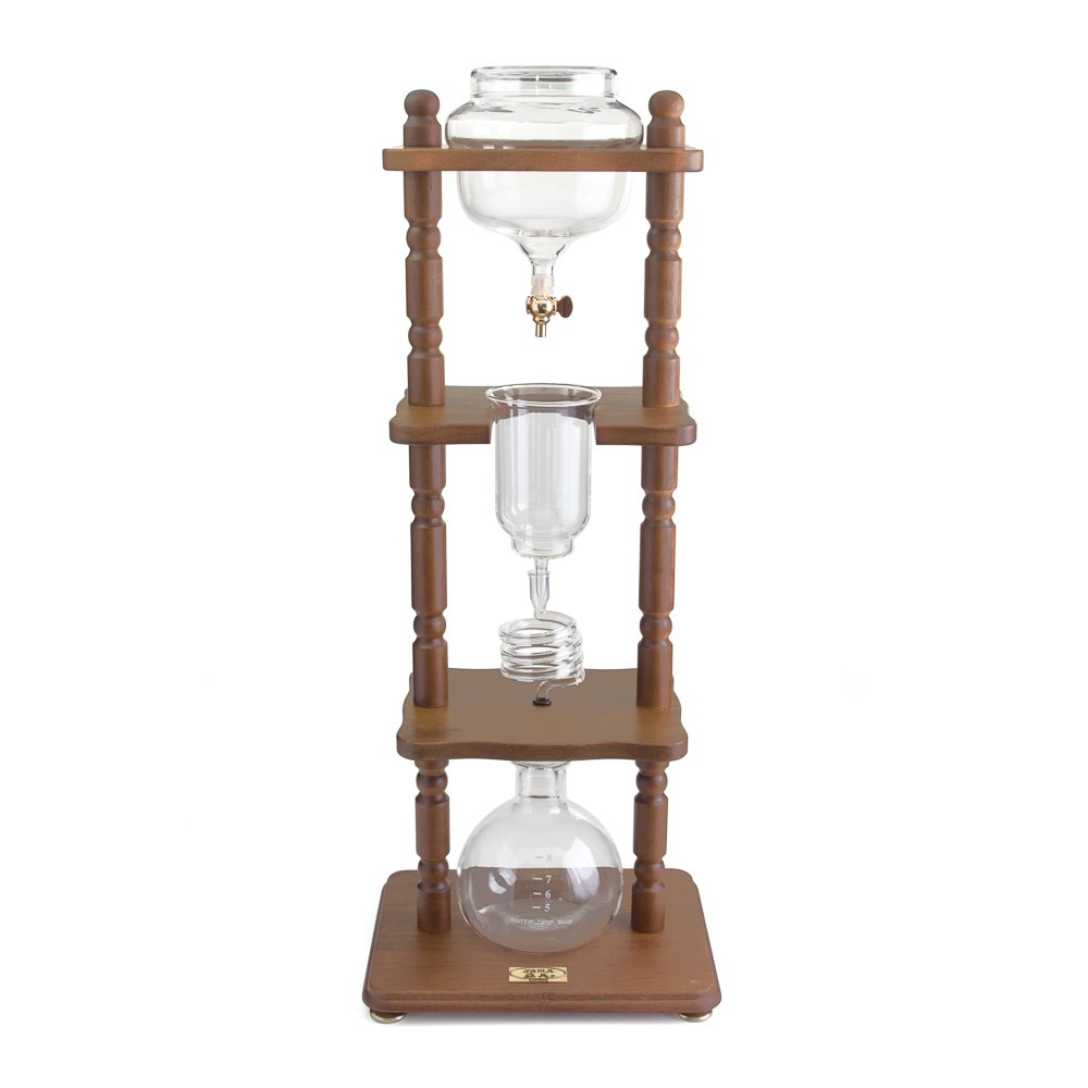 Premium Yama Cold Brew Coffee Maker - Slow Drip Iced Coffee Machine with 32oz (6-8 Cups) Large Capacity - Wooden Frame Cold Brew Tower for Home & Office Use - Perfect for Iced Coffee, Cold Brew Tea & Cocktails