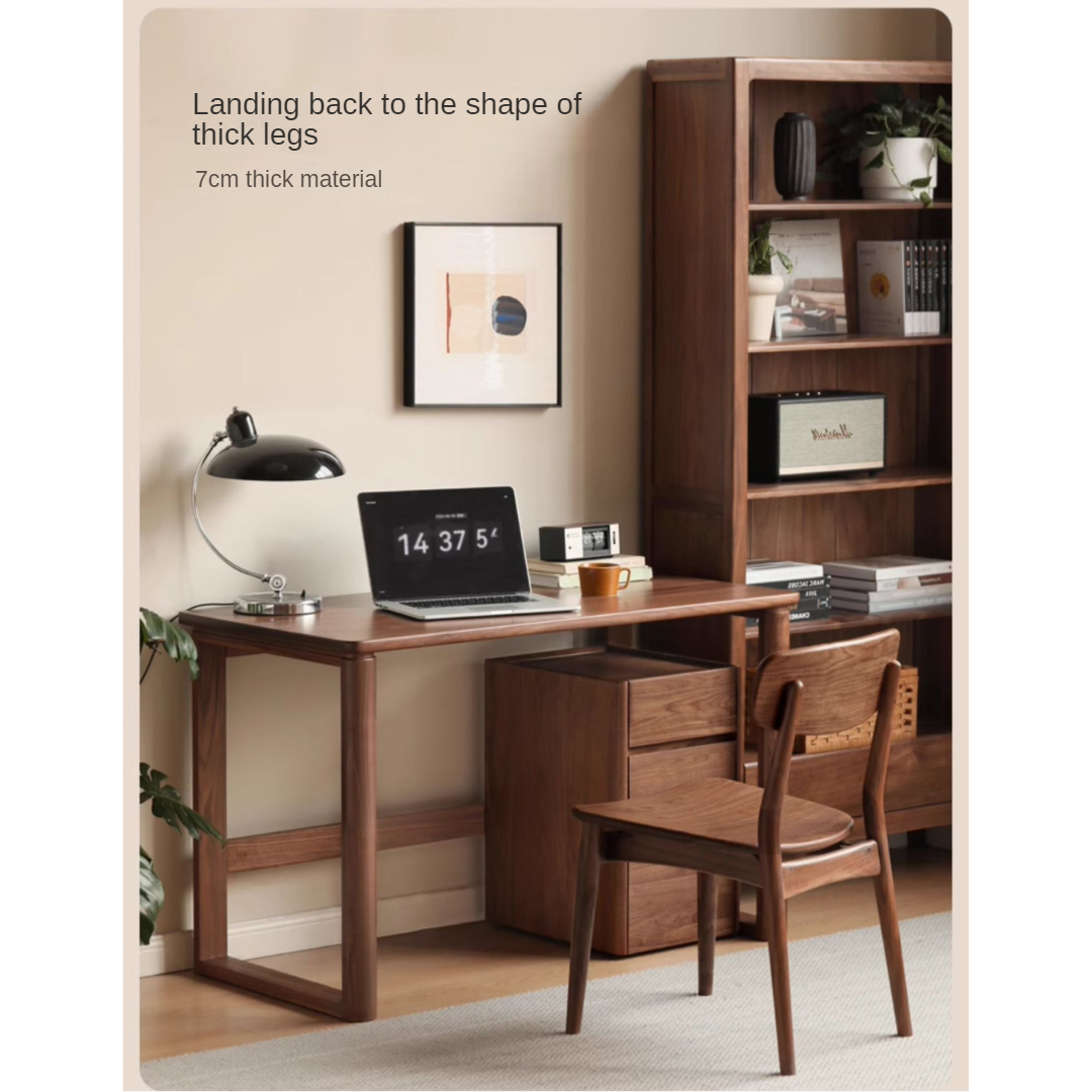 Premium Black Walnut & Ash Solid Wood Study Desk - Handcrafted Writing Table for Home Office, Library, or Dorm Room - Ergonomic Design for Work & Study