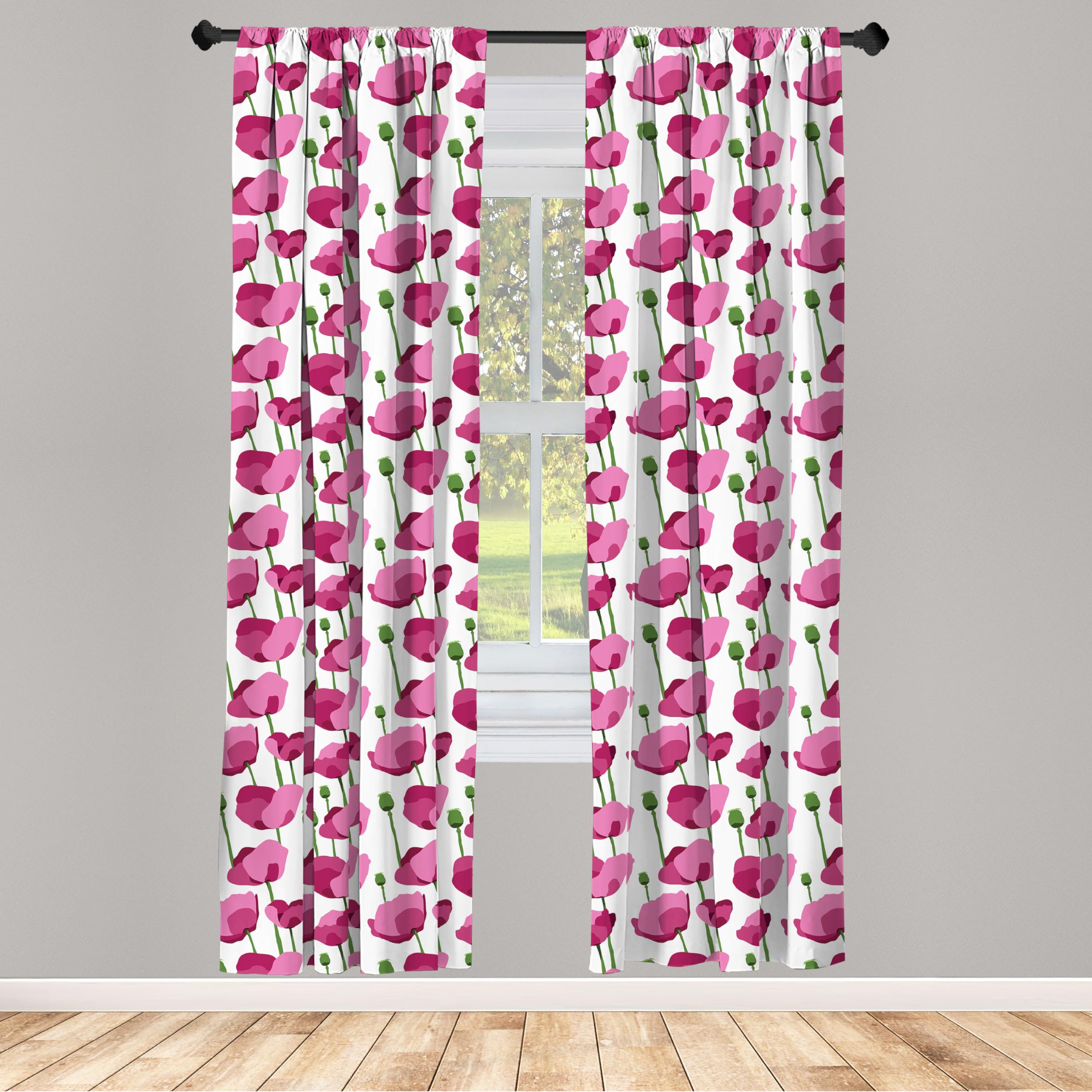 Ambesonne Floral Curtains - 2 Panel Set for Living Room & Bedroom, 28