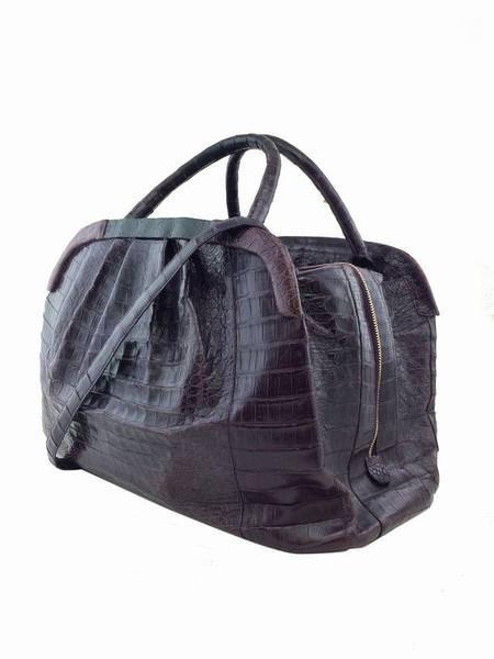 Nancy Gonzalez Genuine Crocodile Leather Pleated Framed Large Satchel Handbag for Women - Perfect for Work, Travel & Special Occasions
