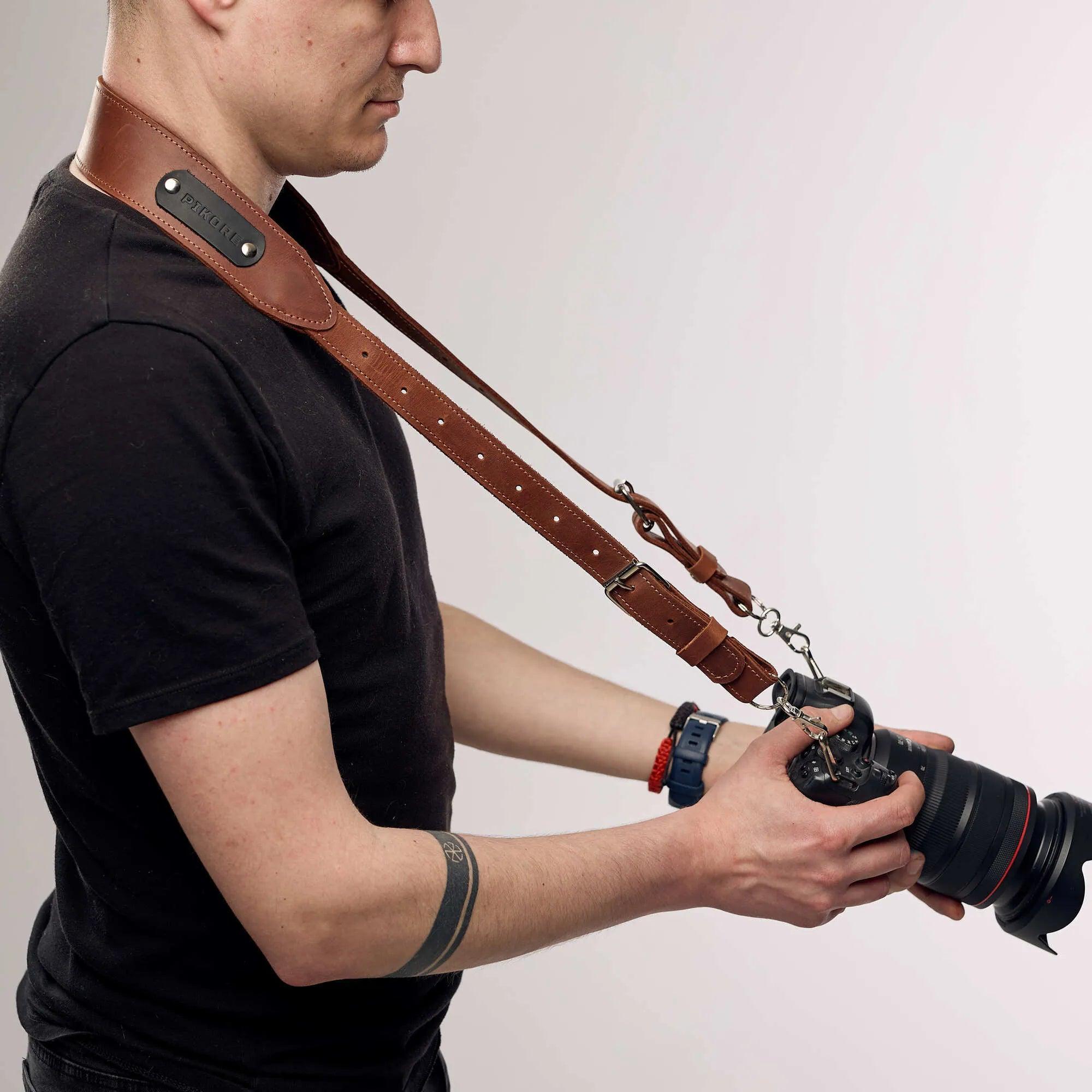 Premium Genuine Leather Camera Strap - Adjustable & Comfortable Neck Strap for DSLR/Mirrorless Cameras - Perfect for Travel, Photography & Everyday Use