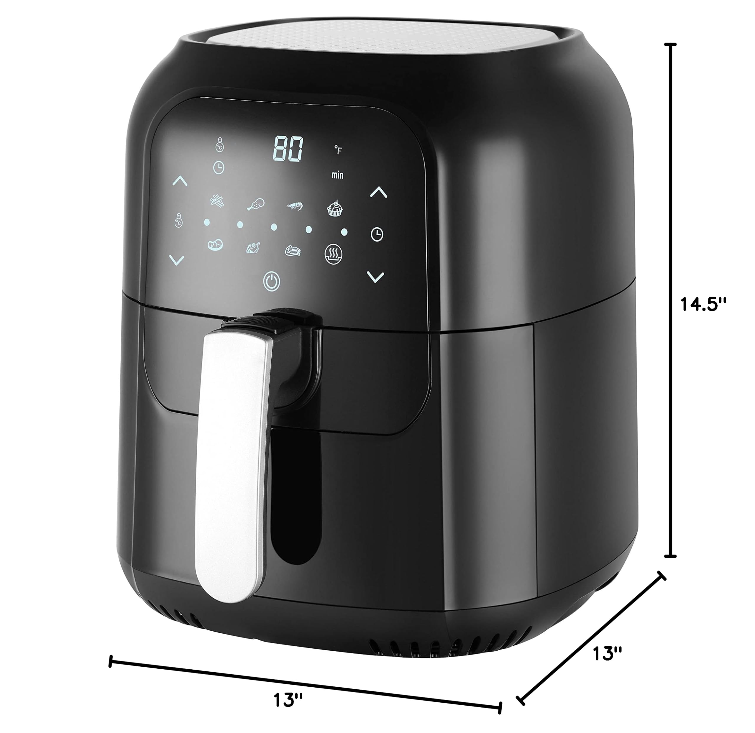 EUROSTAR EAF600B 1400W Digital Air Fryer 5.8QT Large Capacity, Black - Perfect for Healthy Frying, Roasting, Baking & Reheating for Family Meals