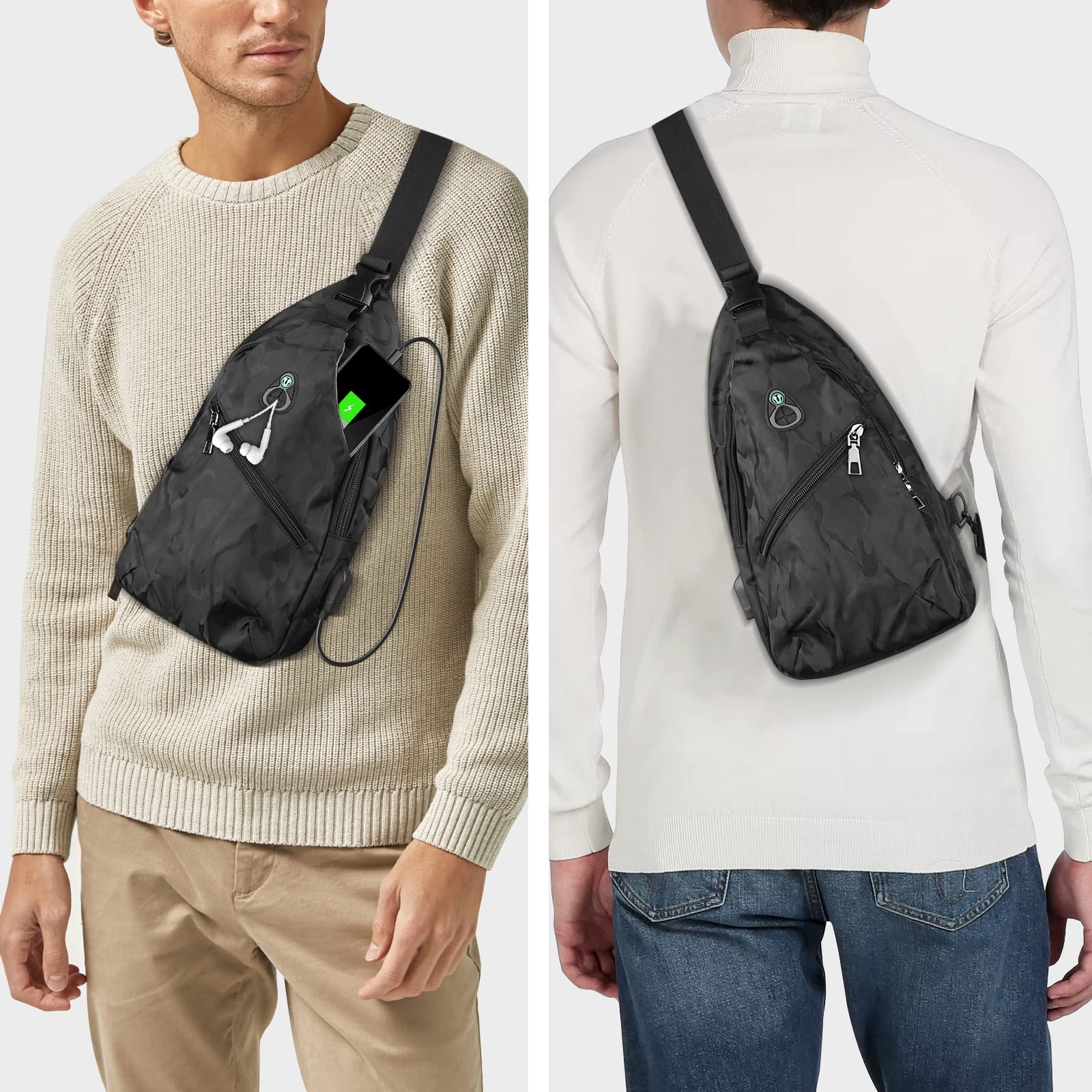 Nintendo Switch/Lite/OLED Sling Crossbody Backpack - Waterproof Portable Shoulder Bag for Console, Dock & Joy-Cons with USB Charging Port - Perfect for Travel, Commuting & Gaming On-The-Go (Black)