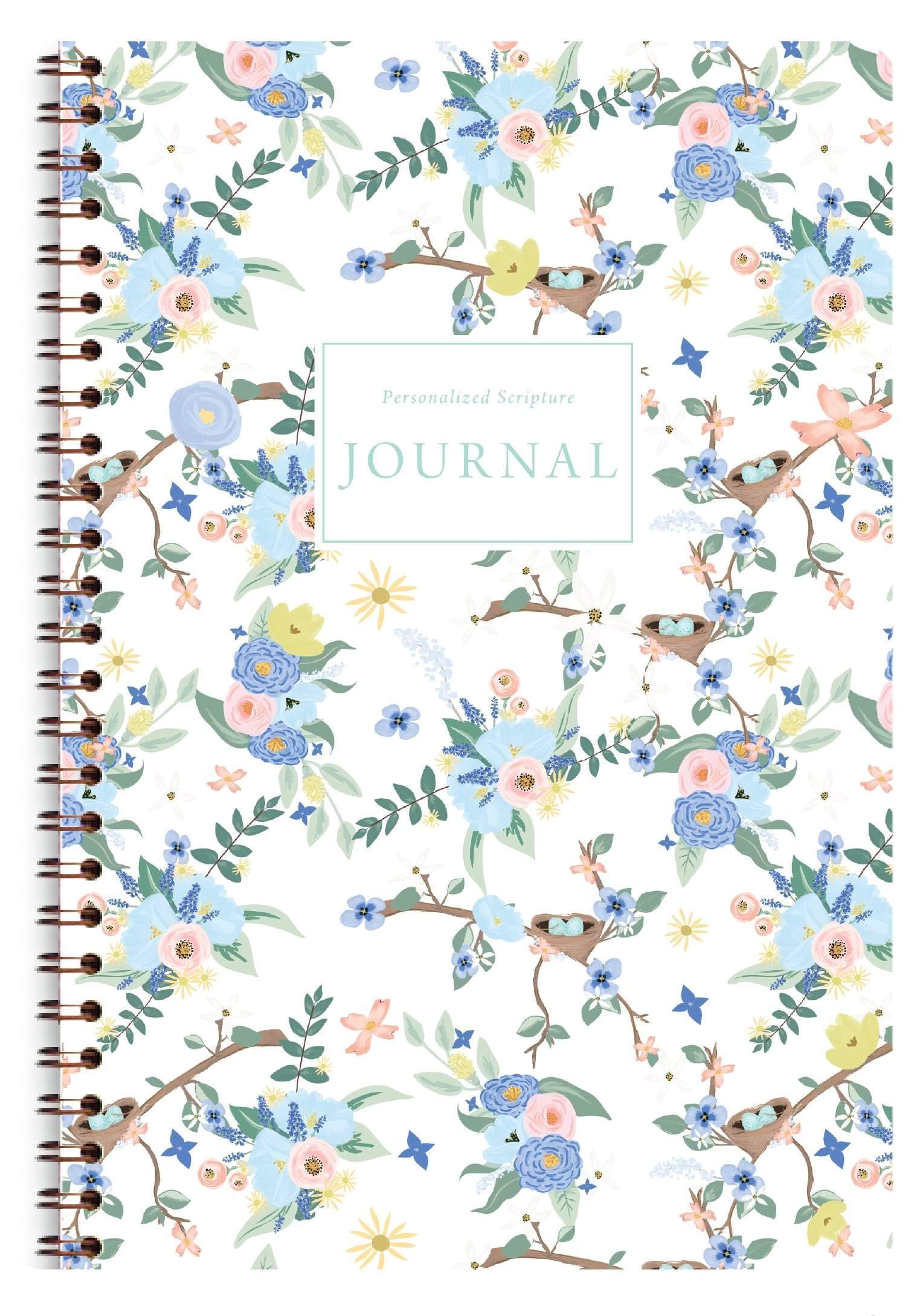 Personalized Scripture Journal for Women - Custom Bible & Prayer Journal with Daily Devotional Pages - Floral Christian Notebook Diary (Blue Birdie Design) - Perfect for Bible Study, Prayer Reflection & Spiritual Growth