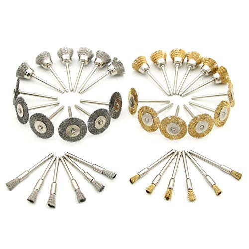 36pcs Stainless Steel Wire Wheel Brushes Set for Dremel Rotary Tools - Replacement Polishing Brush Kit for Mini Drill - Perfect for Metal Cleaning, Rust Removal & Surface Polishing