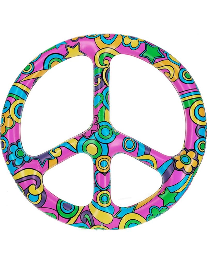 60s Giant Inflatable Peace Sign - 1.32m (4.3ft) Large Outdoor Party Decor for Music Festivals, Pool Floats & Backyard Decorations