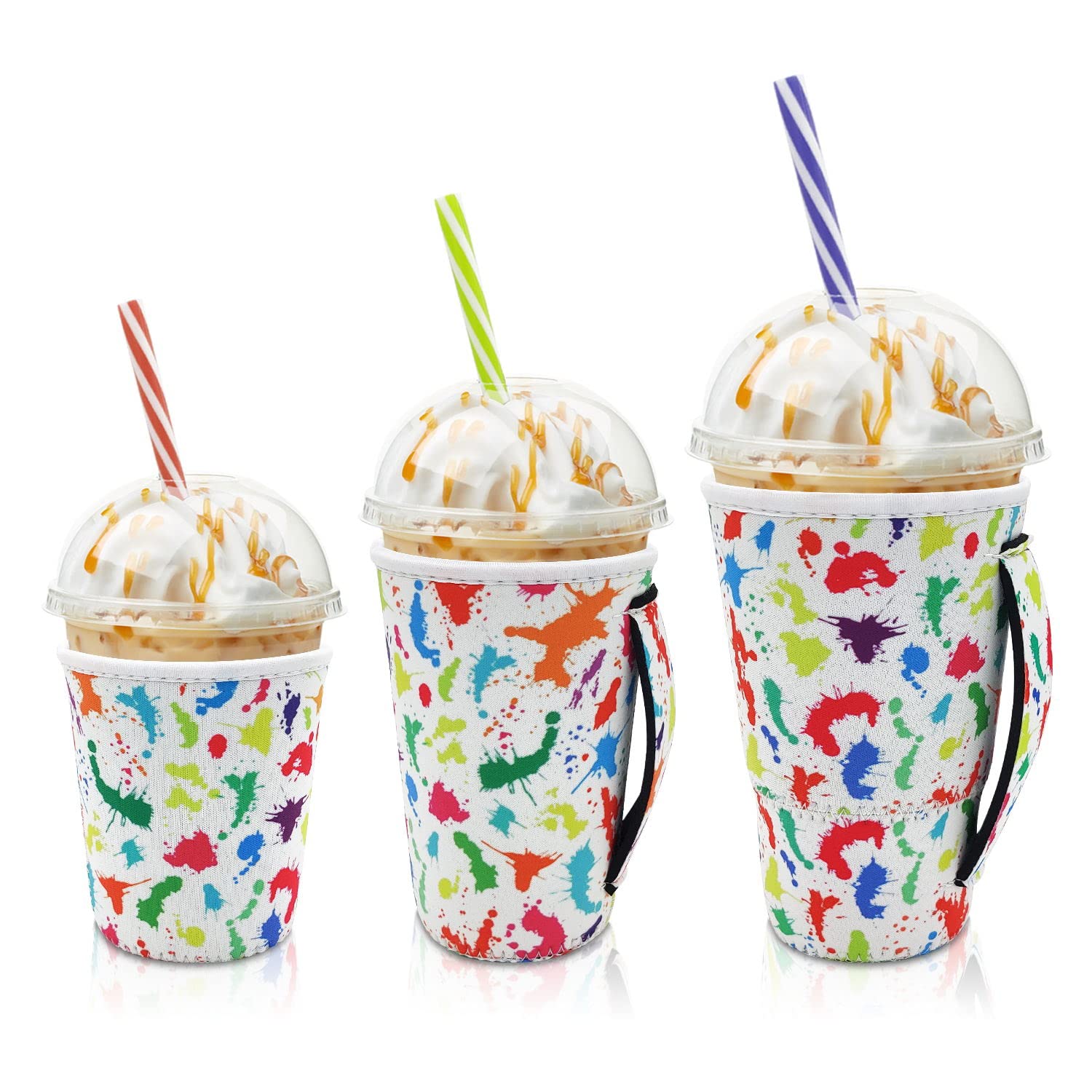 3 Pack Reusable Iced Coffee Sleeve - Insulator Cup Holder for Starbucks & Dunkin - Perfect for Cold Drinks On-the-Go