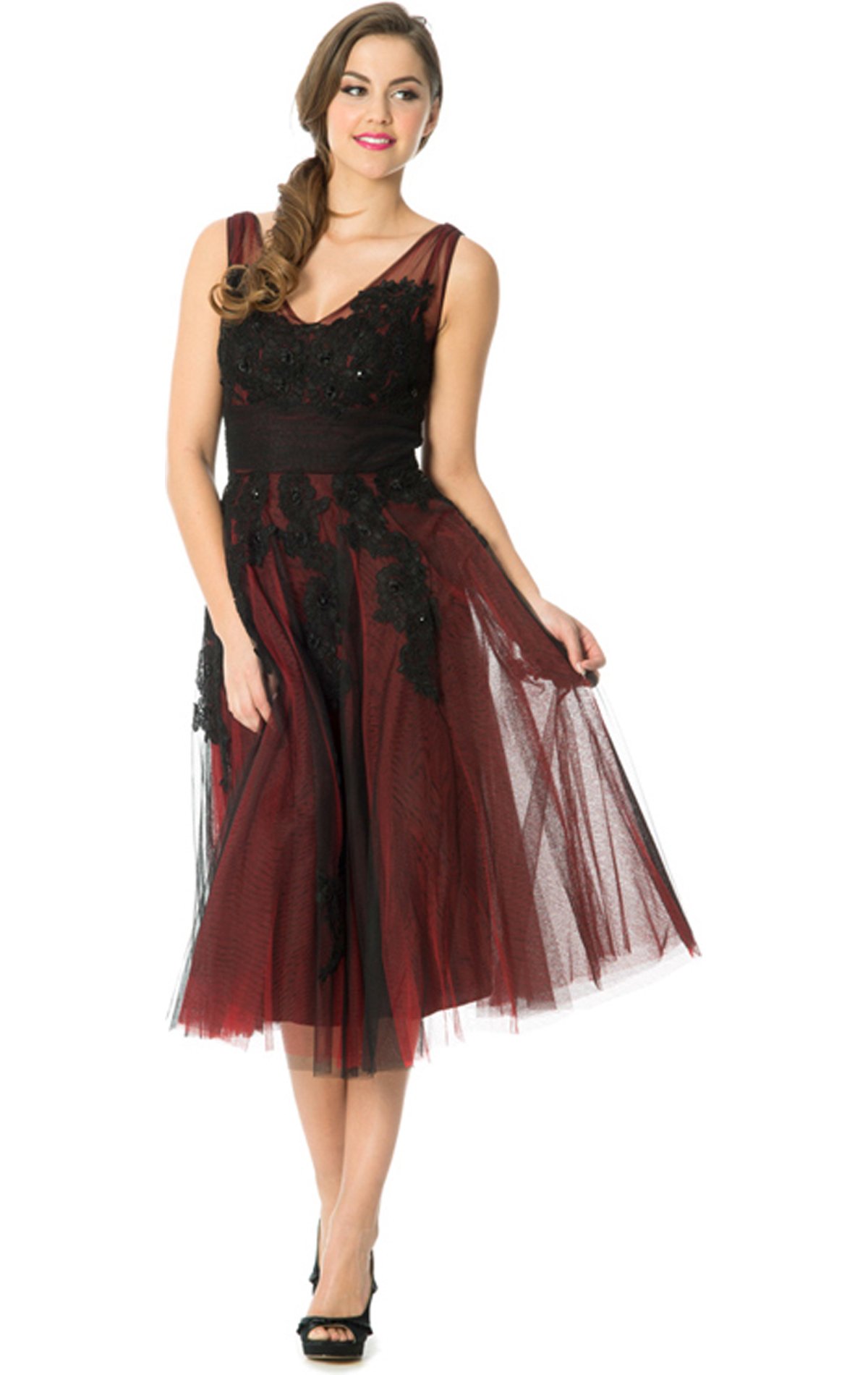 PacificPlex 1950s Vintage Tea-Length Prom Swing Dress for Women - Retro Party Dress for Dances, Weddings & Special Occasions