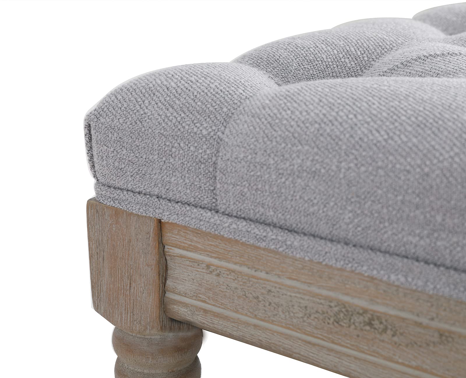 Kmax Storage Entryway Bench - Tufted Shoe Rack with Wooden Seat | Multi-Functional Hallway Bench for Entrance, Bedroom Corner & Window Seat (Gray) - Perfect for Small Space Organization & Shoe Storage Solutions