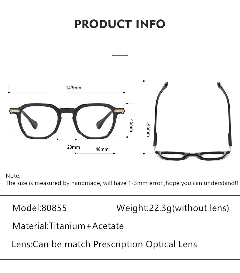 Stylish Aimee Unisex Full Rim Irregular Oval Titanium Acetate Eyeglasses Frame 985855 - Lightweight & Durable for Work, Reading & Everyday Wear