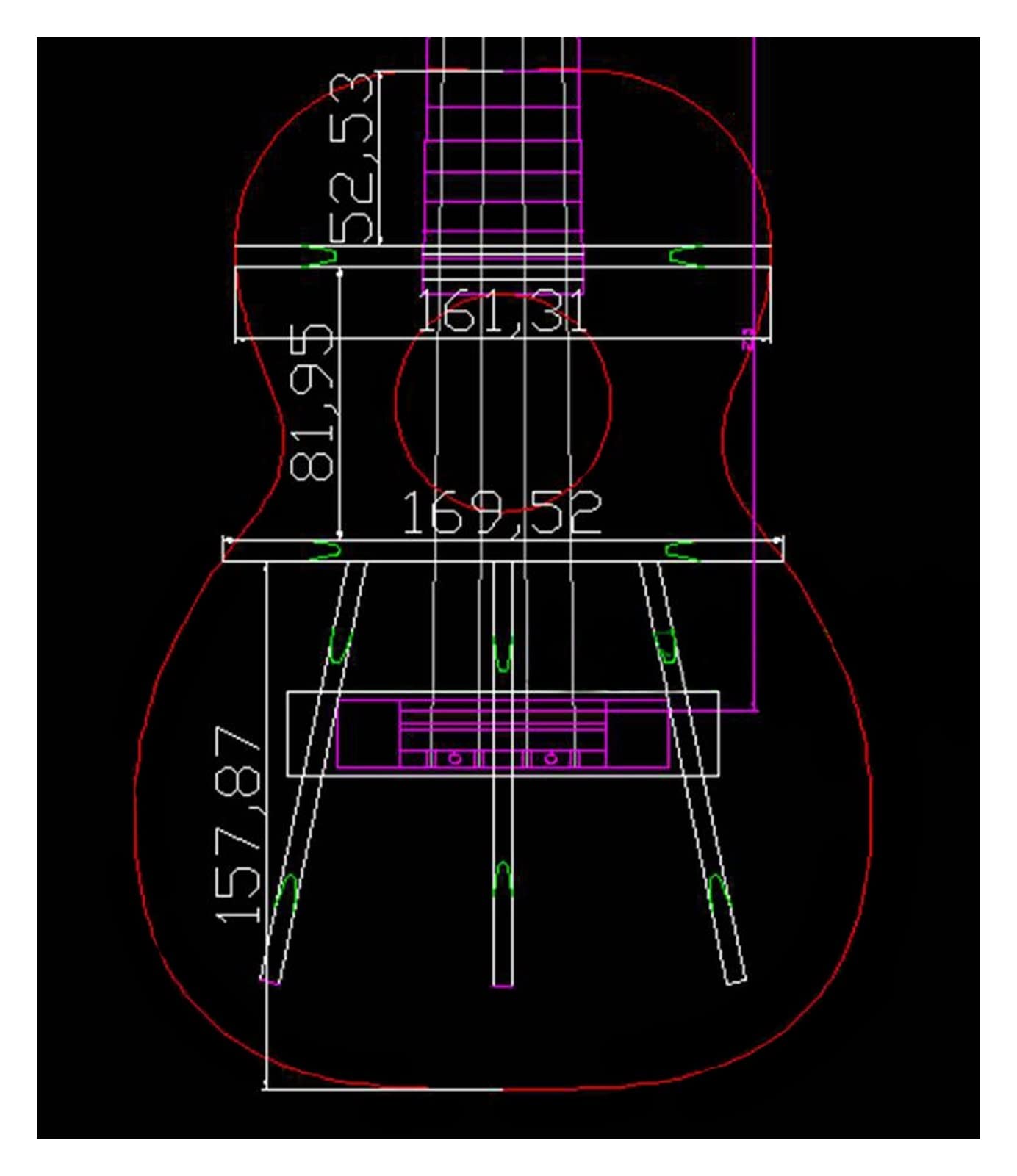 26 Inch Ukulele Template - Professional Wood Guitar Luthier Tool for Small Four-String Guitar Making with Precisely Positioned Sound Holes & Sound Beams | Perfect for DIY Instrument Crafting & Woodworking Projects