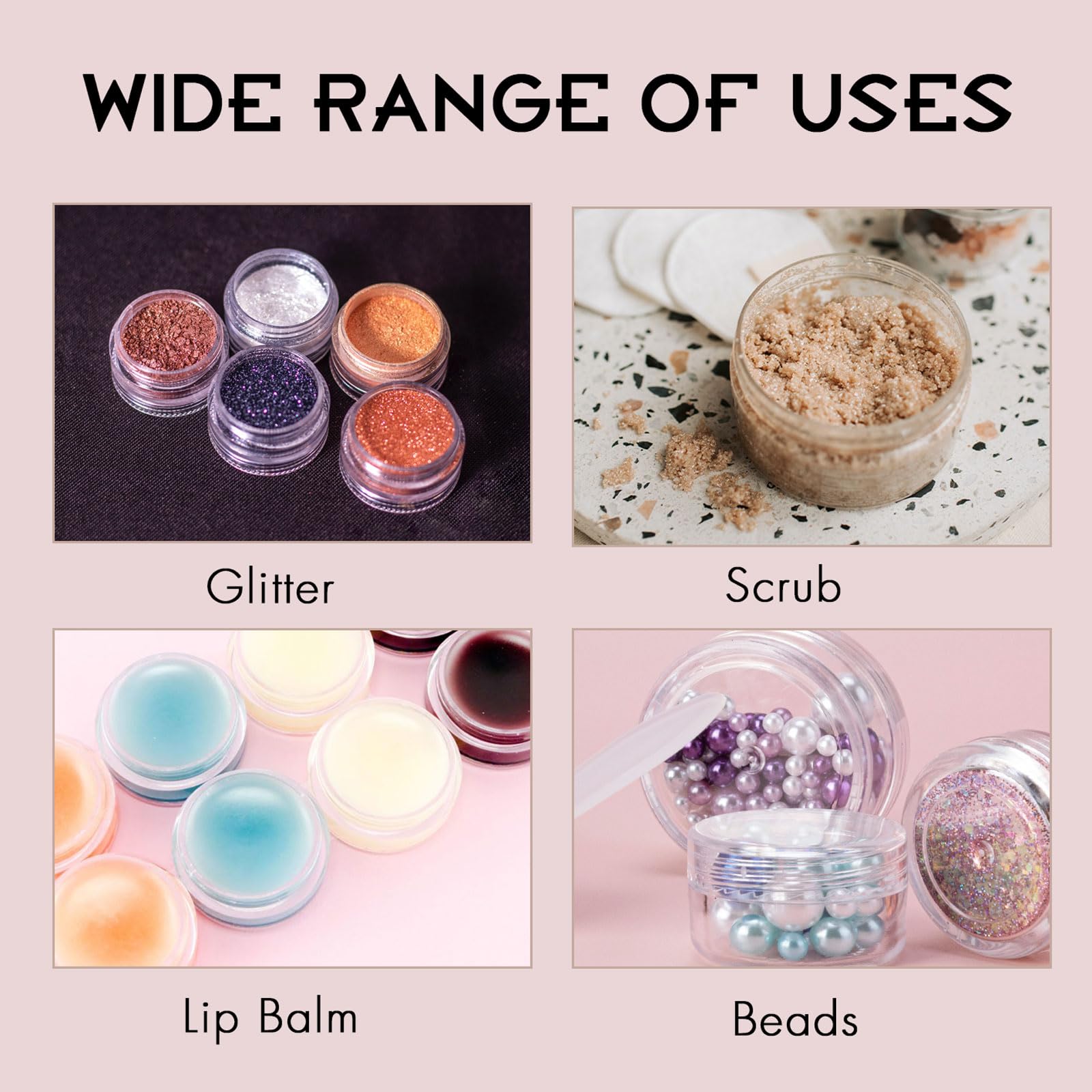 25-Pack 3g Clear Plastic Sample Jars with Black Lids & Mini Spoons - Small Lip Balm Containers with 25 Labels - Perfect for DIY Cosmetics, Travel Toiletries & Essential Oil Storage