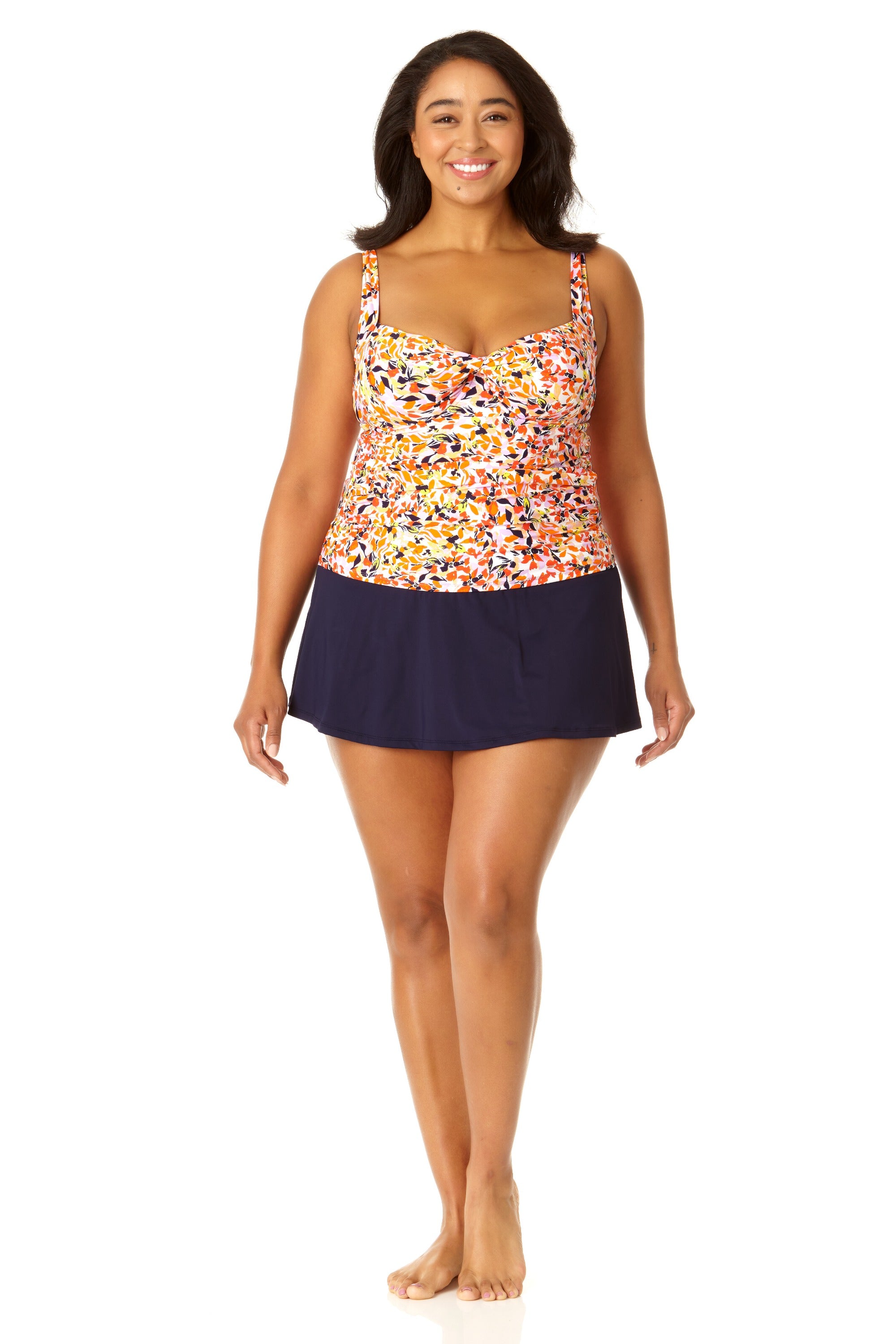 Anne Cole Plus Women's Retro Twist Front Underwire Tankini Swim Top - Stylish & Supportive Swimwear for Beach & Pool - Perfect for Summer Vacations & Water Activities
