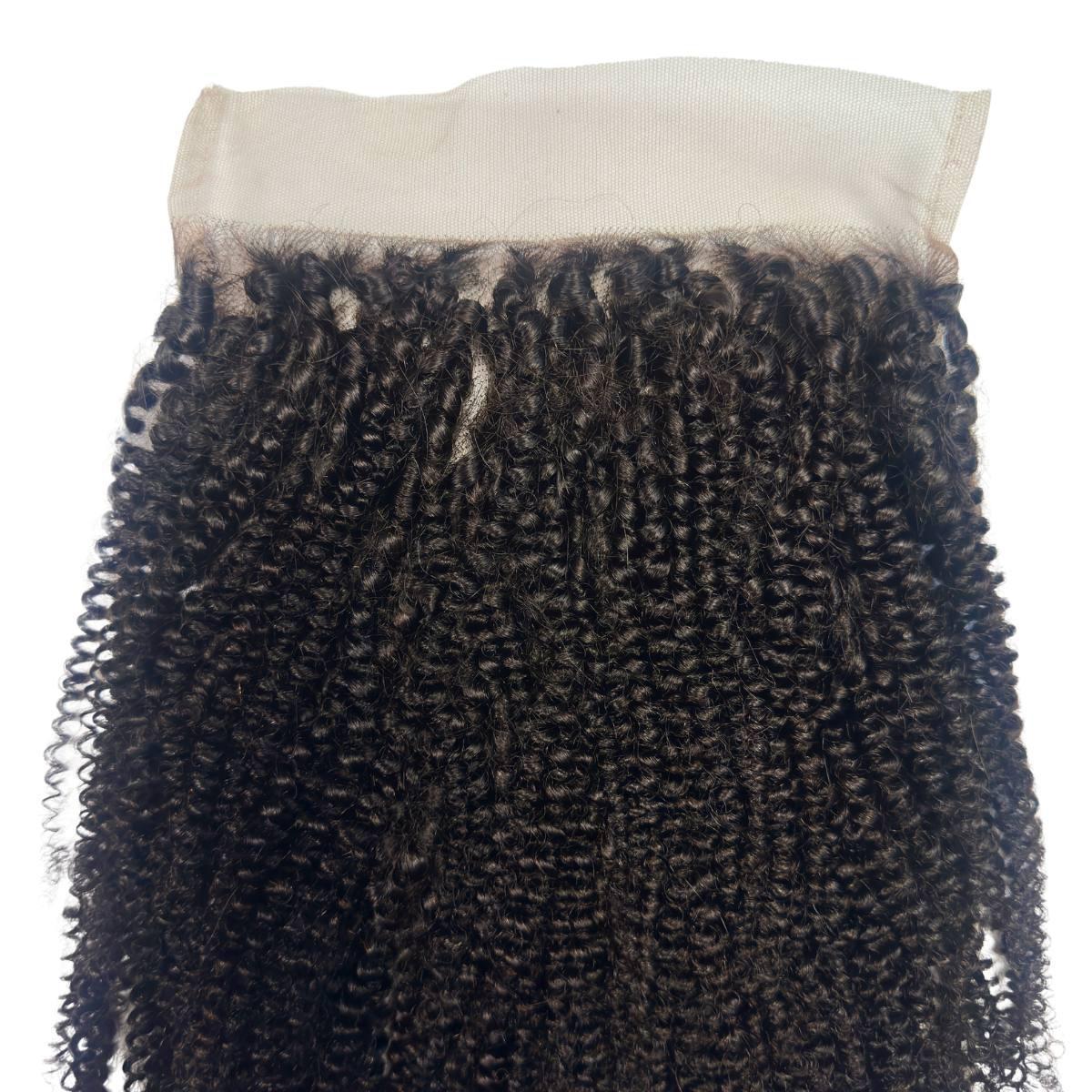 7x7 HD Lace Afro Kinky Human Hair Closure - Natural Black Curly Hairpiece for Protective Styling & Everyday Wear
