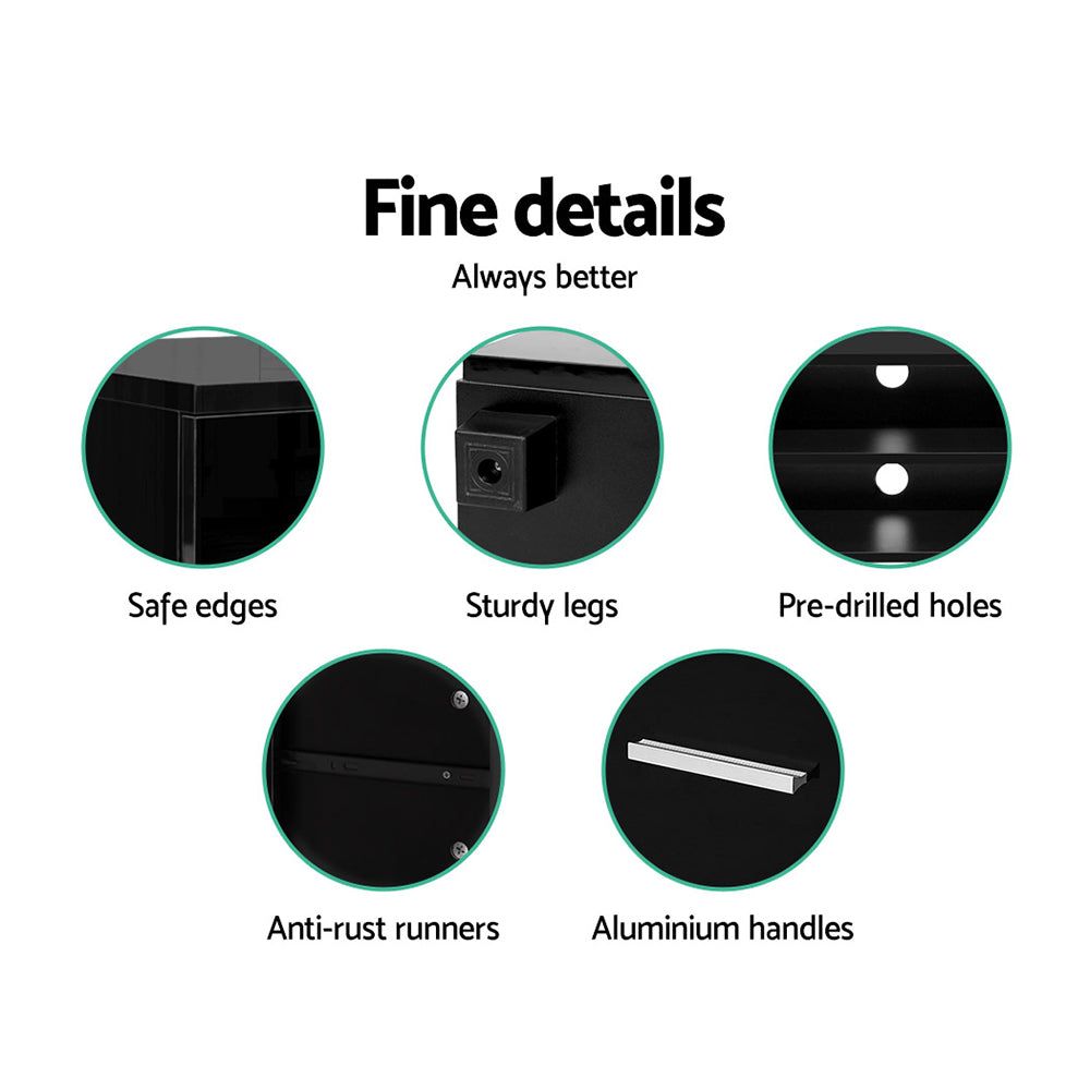 Artiss 140cm Black TV Stand Entertainment Unit with Storage - Modern TV Cabinet for Living Room, Bedroom & Home Theater Setup