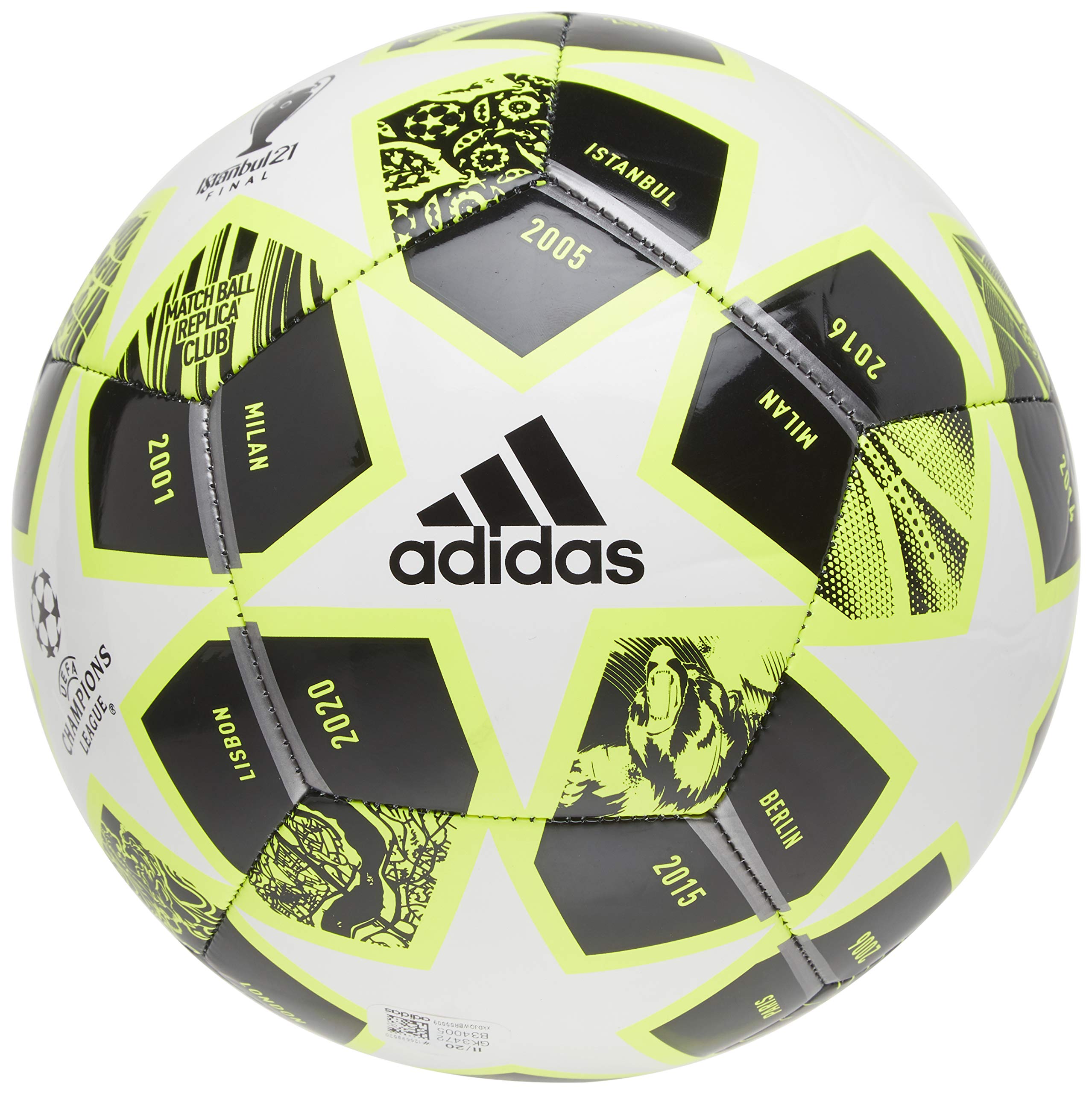 Adidas Men's Finale Club Soccer Ball - Solar Yellow/White/Black - Size 3 - Perfect for Training, Matches & Backyard Play