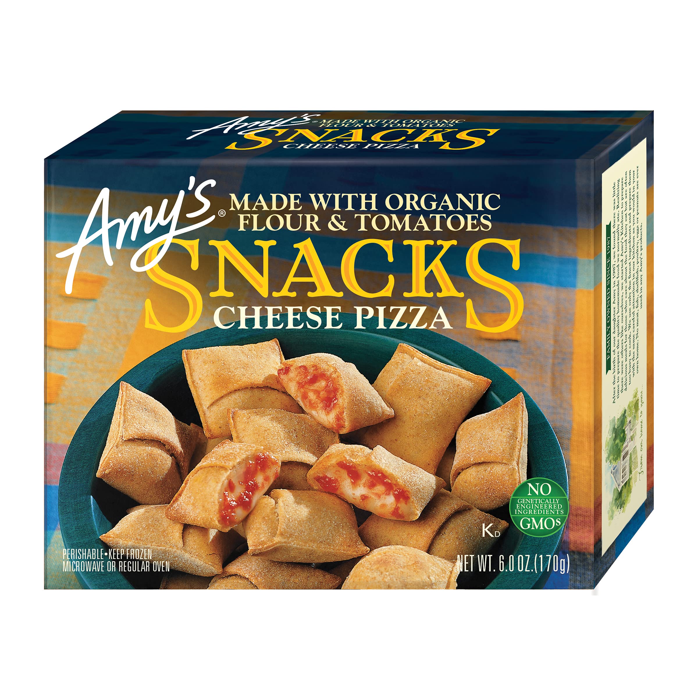 Amy's Organic Cheese Pizza Snacks - Frozen Microwave Meals Made with Organic Flour & Tomatoes (6 oz) | Quick Lunch, School Snacks & Busy Weeknight Dinners
