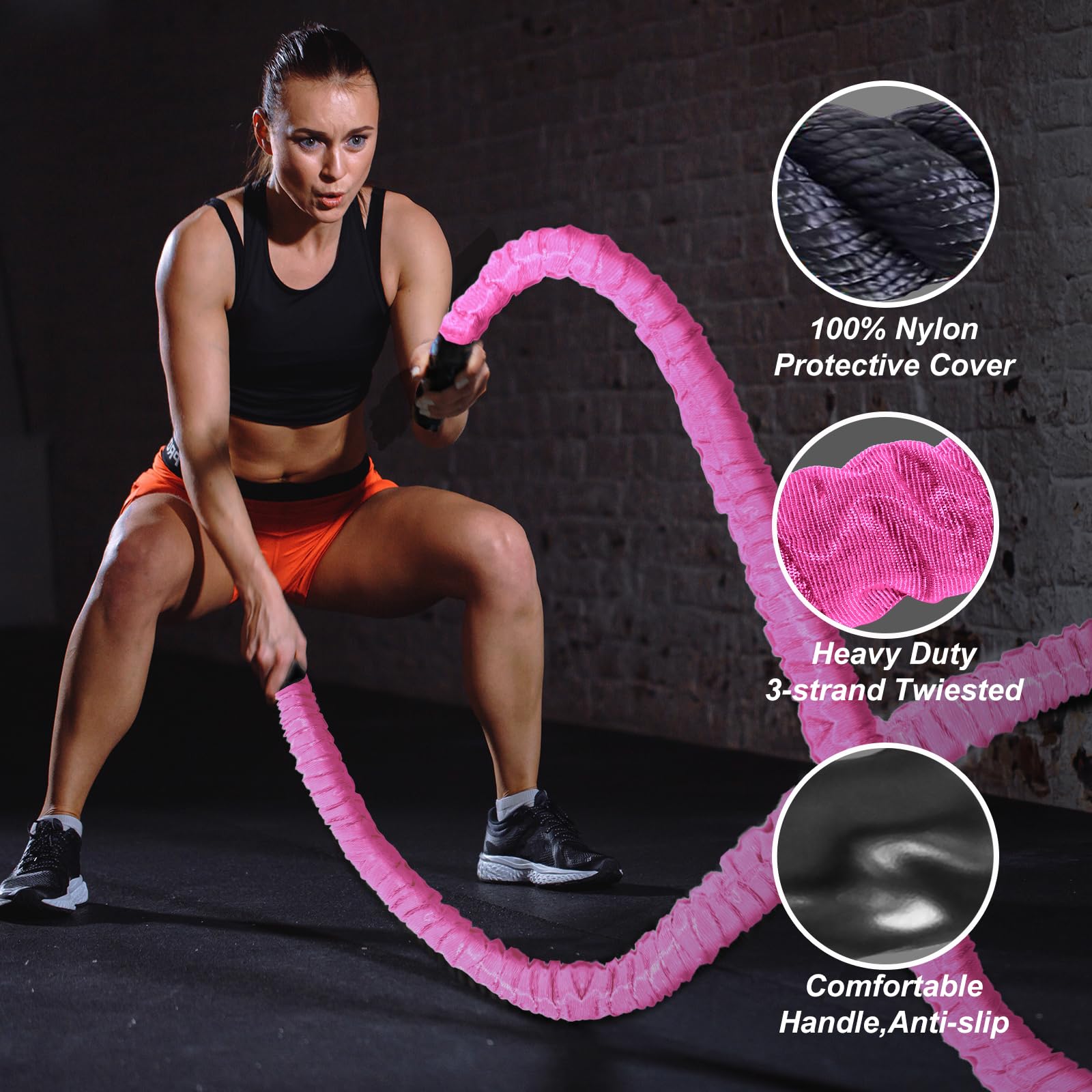 Best Battle Ropes for Home Gym - Heavy Duty Workout Ropes for Strength Training & Cardio Exercise - Perfect for CrossFit, HIIT & Functional Fitness Training