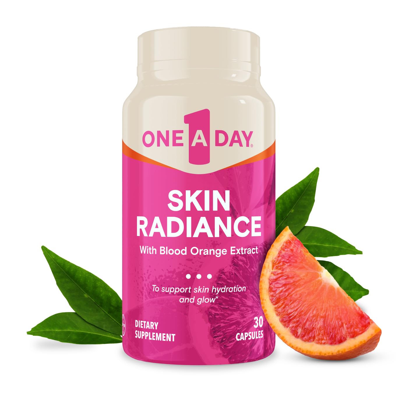 One A Day Skin Radiance Supplement - Supports Hydration & Glow with Blood Orange Extract, Collagen, Vitamin C & E - 30 Capsules for Healthy, Radiant Skin - Perfect for Daily Skincare Routine & Anti-Aging