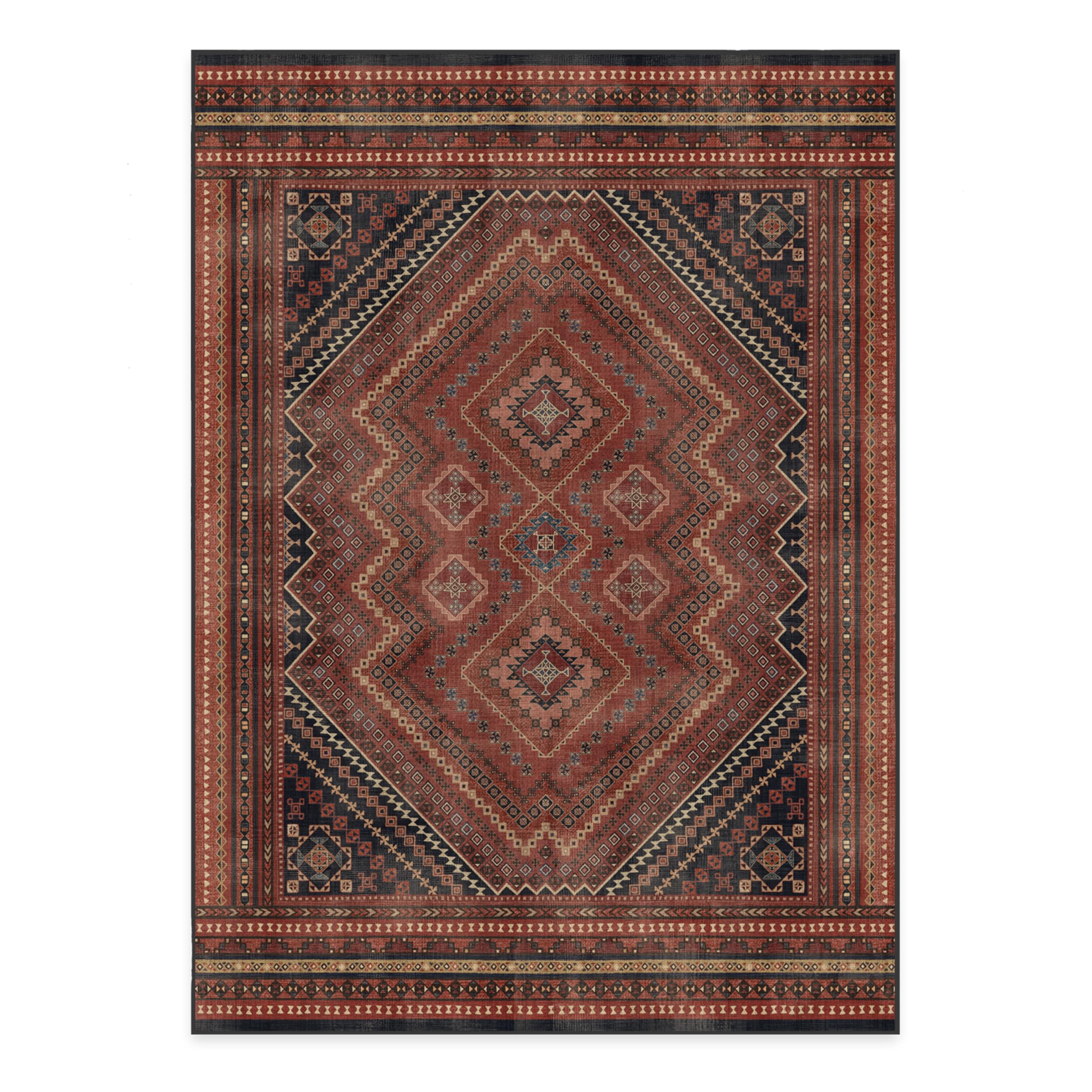 Ruggable Washable 5x7 Area Rug - Kaden Amber Red | Premium Non-Slip Rug for Living Room, Bedroom, Kitchen, Office & Classroom | Easy to Clean with Gripper Pad | Perfect for High Traffic Areas & Pet-Friendly Homes