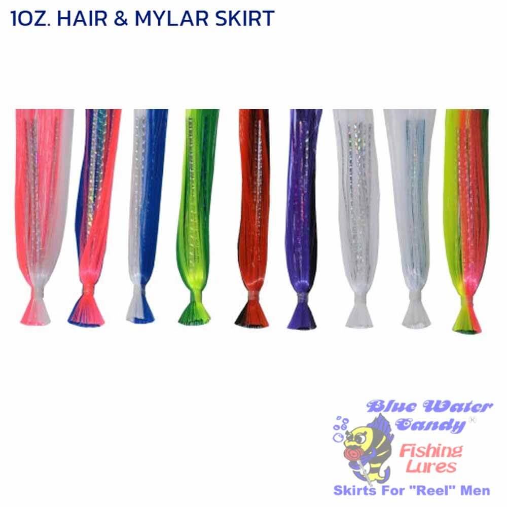 Blue Water Candy Hair & Mylar Skirt - Premium Fishing Lure for Bass, Trout, and Walleye - Perfect for Freshwater and Saltwater Fishing
