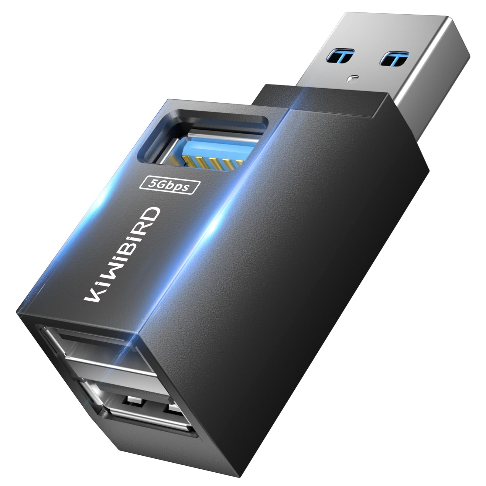 KiWiBiRD 4-Port USB Hub with 1 USB 3.0 & 2 USB 2.0 Ports - High-Speed Data Transfer USB Splitter Adapter for Laptop, MacBook, PC - Compatible with Flash Drive, Printer, Keyboard, Mouse, Headset - Perfect for Home Office, Gaming & Workspace Setup