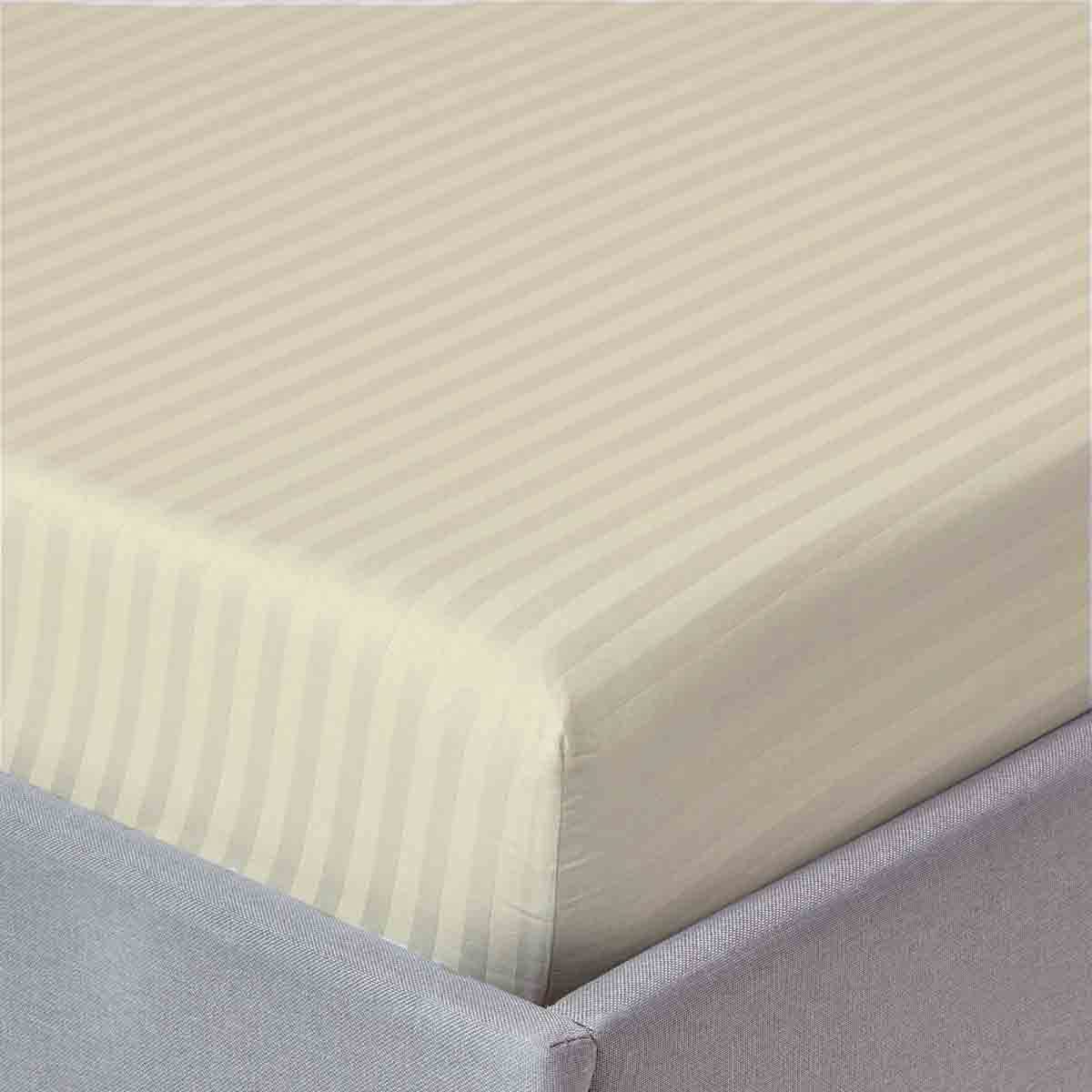 Split King Sheets for Adjustable Beds - 5-Piece 100% Cotton Deep Pocket Sheet Set with Ivory Stripe - Breathable & Soft Bedding for Adjustable Mattress - Perfect for Master Bedroom, Guest Room, or RV