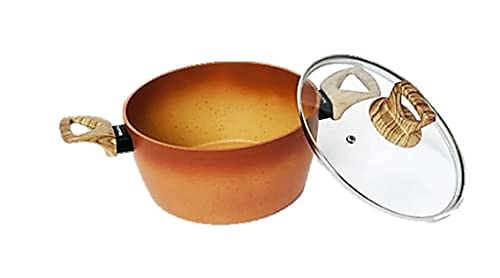 Neware Terracotta Casserole Pot with Lid, 11-inch (24cm) Spanish Cazuela Olla for Baking, Stewing & Serving – Perfect for Paella, Soups & Oven-to-Table Meals