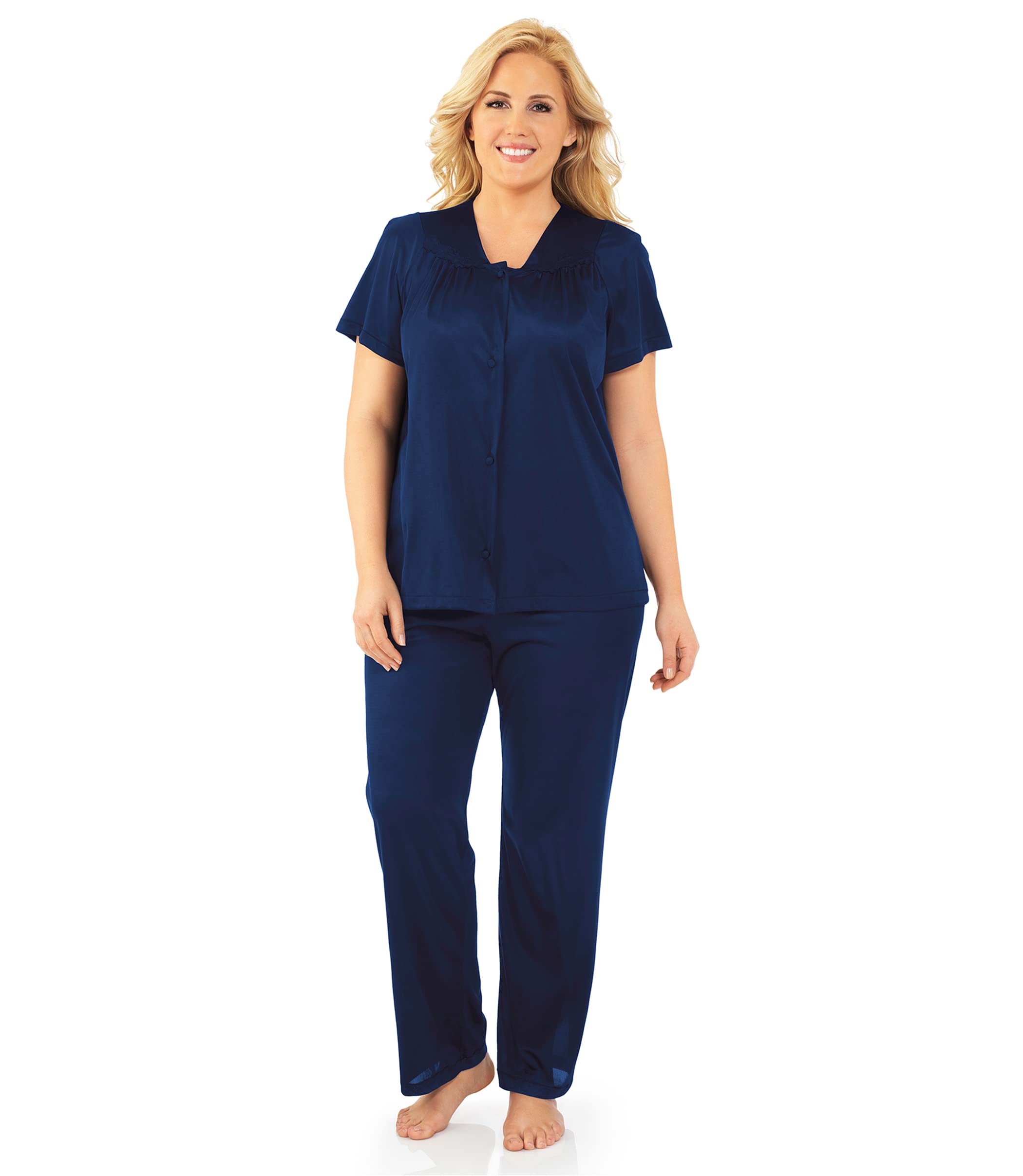 Exquisite Form 90107 Women's Nylon Tricot Short Sleeve Pajama Set - Soft & Comfortable Sleepwear for Lounge & Bedtime - Perfect for Relaxing at Home or Gift Giving