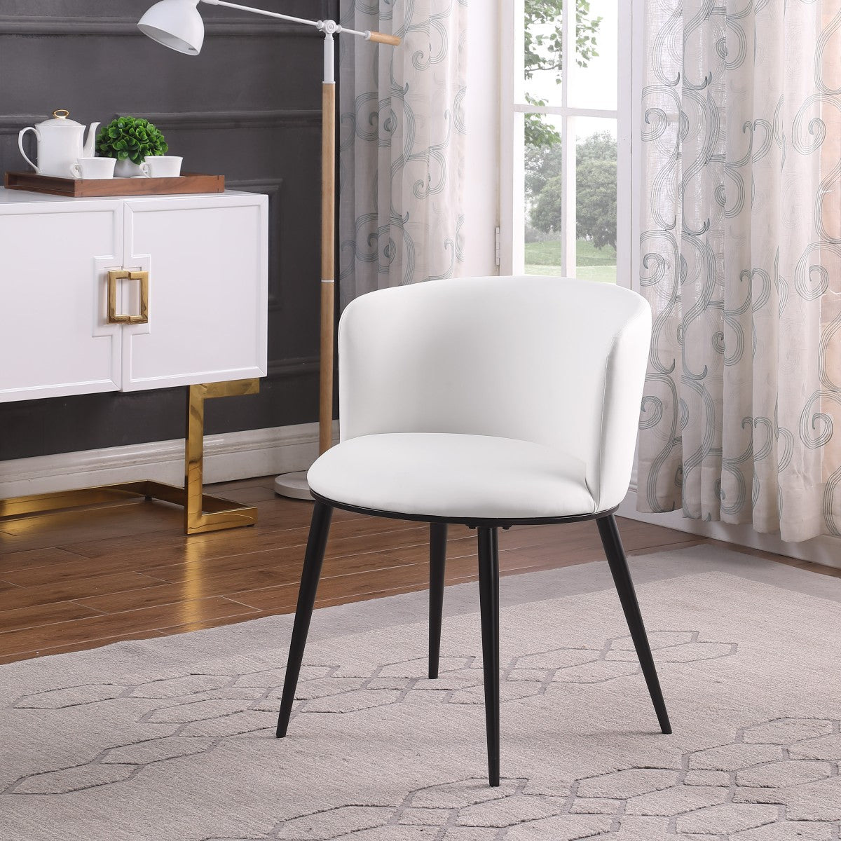 Modern White Dining Chairs Set of 2 - Sturdy Wooden Kitchen Chairs with Padded Seats for Dining Room, Kitchen, Breakfast Nook & Home Decor