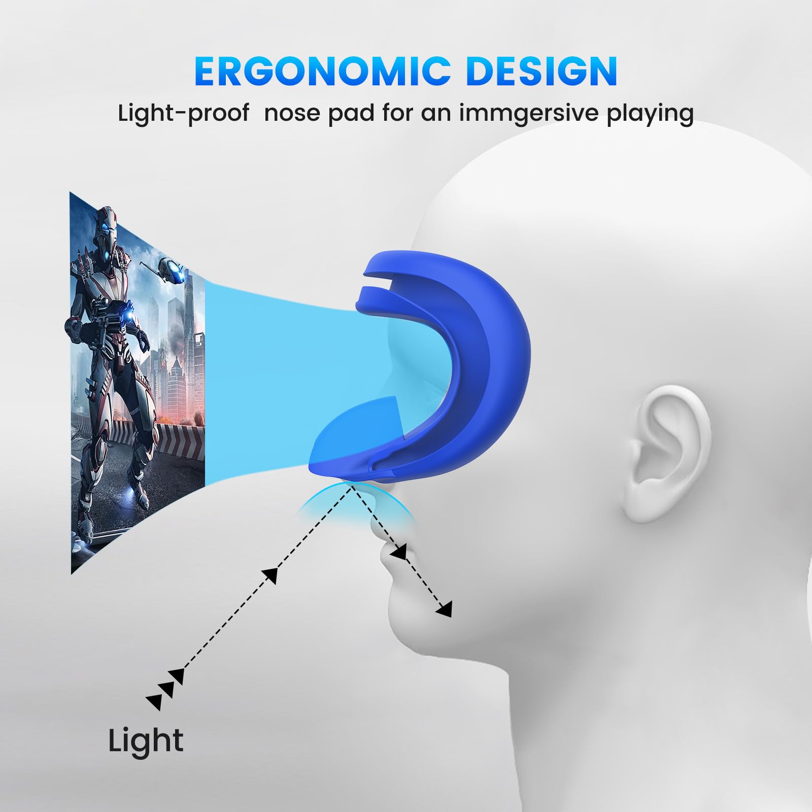 Meta Quest 3 VR Headset Silicone Face Cover - Washable & Sweatproof Replacement Mask with Light Blocking Nose Pad - Perfect for Gaming, Fitness VR & Extended Play Sessions