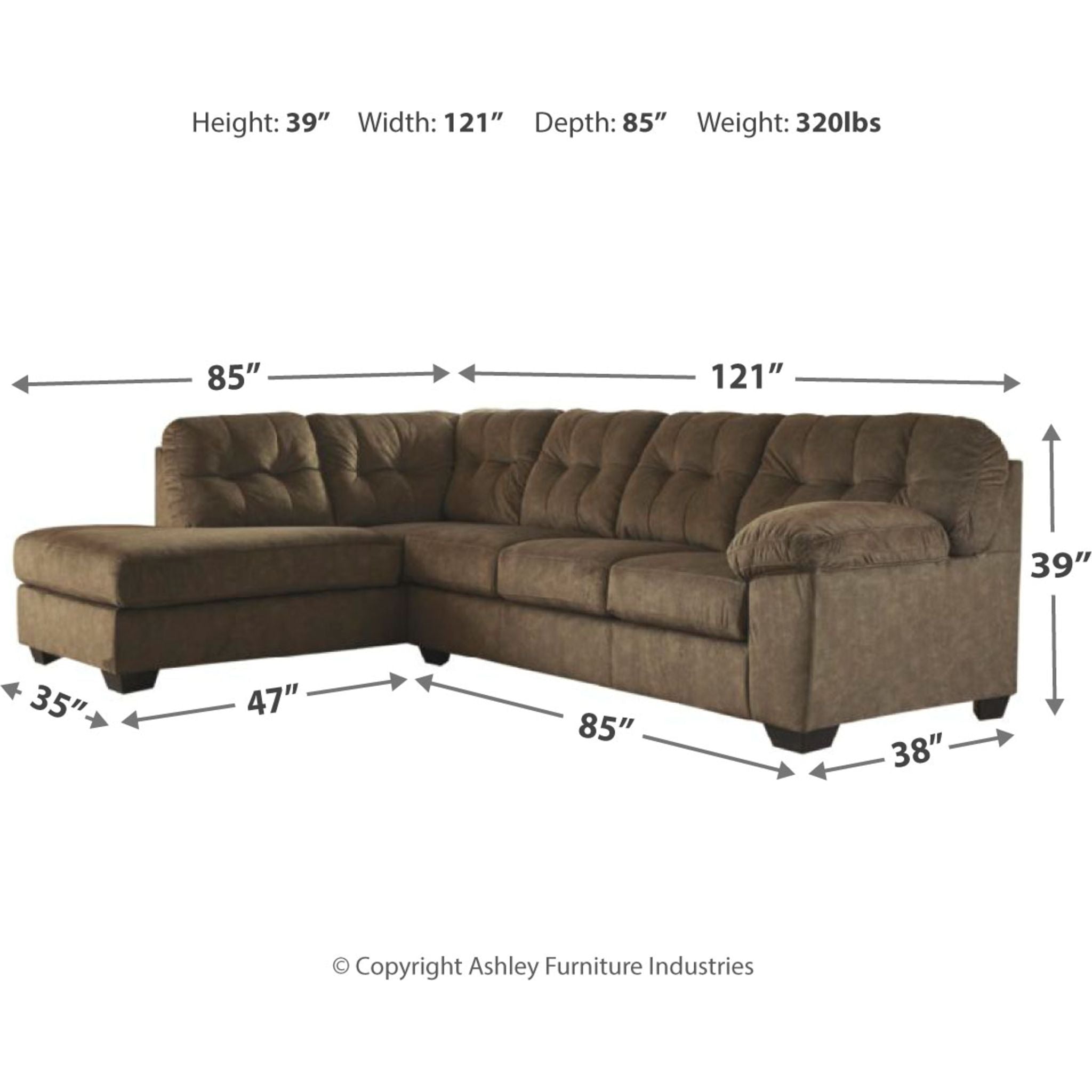 Accrington 2-Piece Sleeper Sectional Sofa with Chaise Lounge - Convertible Sleeper Sofa Bed for Small Spaces, Living Room & Guest Room Furniture - Perfect for Apartments, Dorms and Home Theater Seating