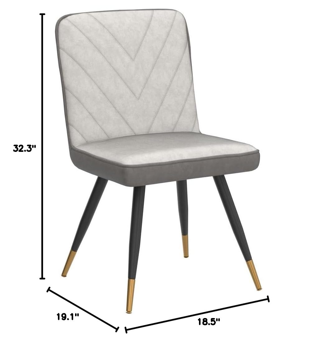 Modern Fabric Upholstered Dining Chairs Set of 2 - Armless Kitchen Table Side Chairs with Sturdy Metal Legs in Ivory - Perfect for Dining Room, Breakfast Nook, Home Office & Small Space Decor