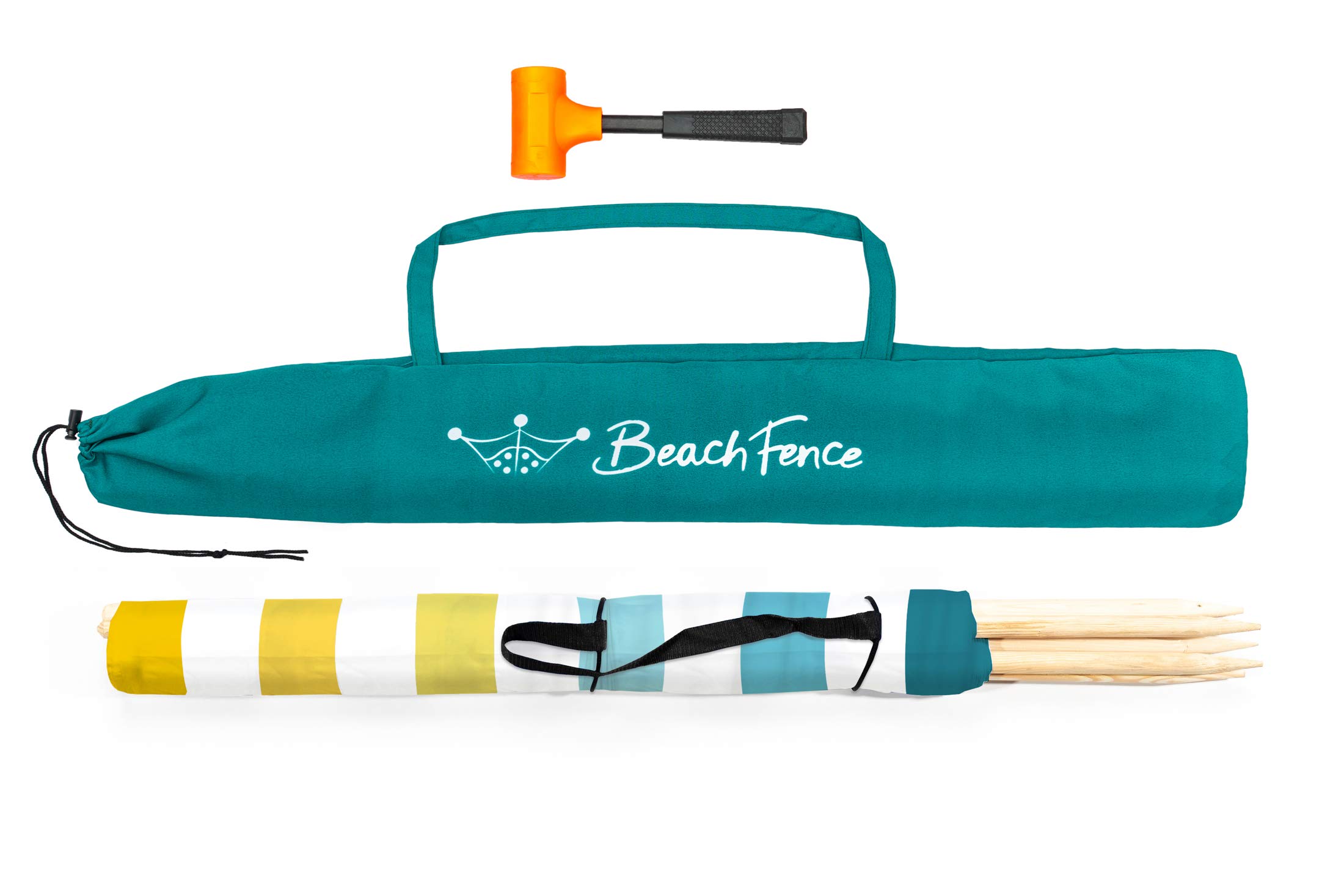 Premium 20ft Beach Windscreen Privacy Fence - Windproof Sand Barrier with Carry Bag & Rubber Mallet | Sunset Design for Oceanfront Protection, Backyard Parties & Camping Privacy
