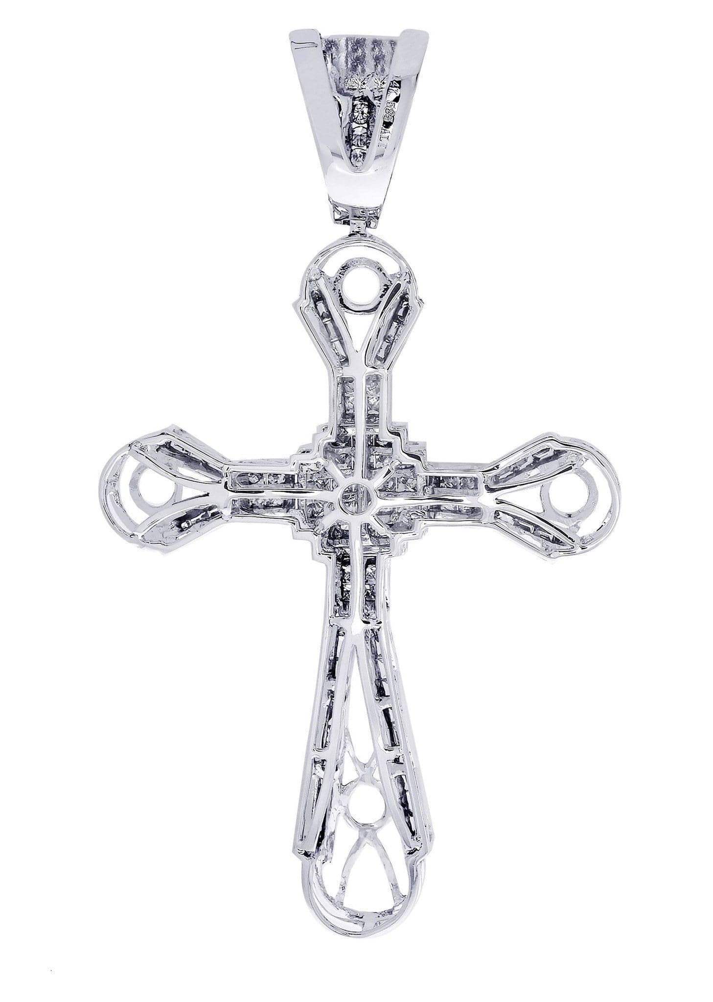 1.28 Carat Diamond Cross Pendant Necklace - 11.27 Grams Solid Gold Religious Jewelry for Women - Perfect for Baptism, First Communion & Special Occasions