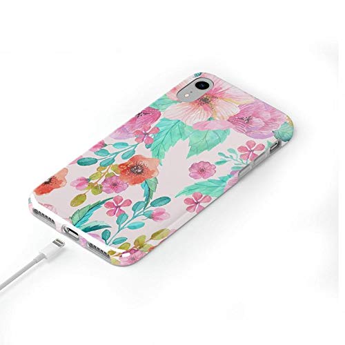 Casely iPhone XR Case - Light Pink Floral Hard Shell Protective Cover | Slim Durable Phone Case for Women & Girls | Perfect for Everyday Use, Work, School & Travel