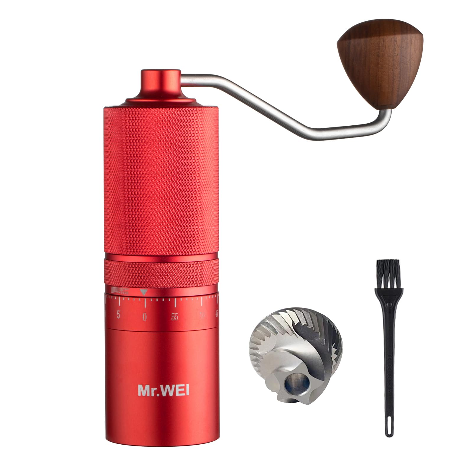 Premium Manual Coffee Grinder with Adjustable Coarseness - Stainless Steel Hand Crank Mill with Ergonomic Design for Espresso, French Press & Pour Over - Perfect for Home, Office & Travel Use (Red)