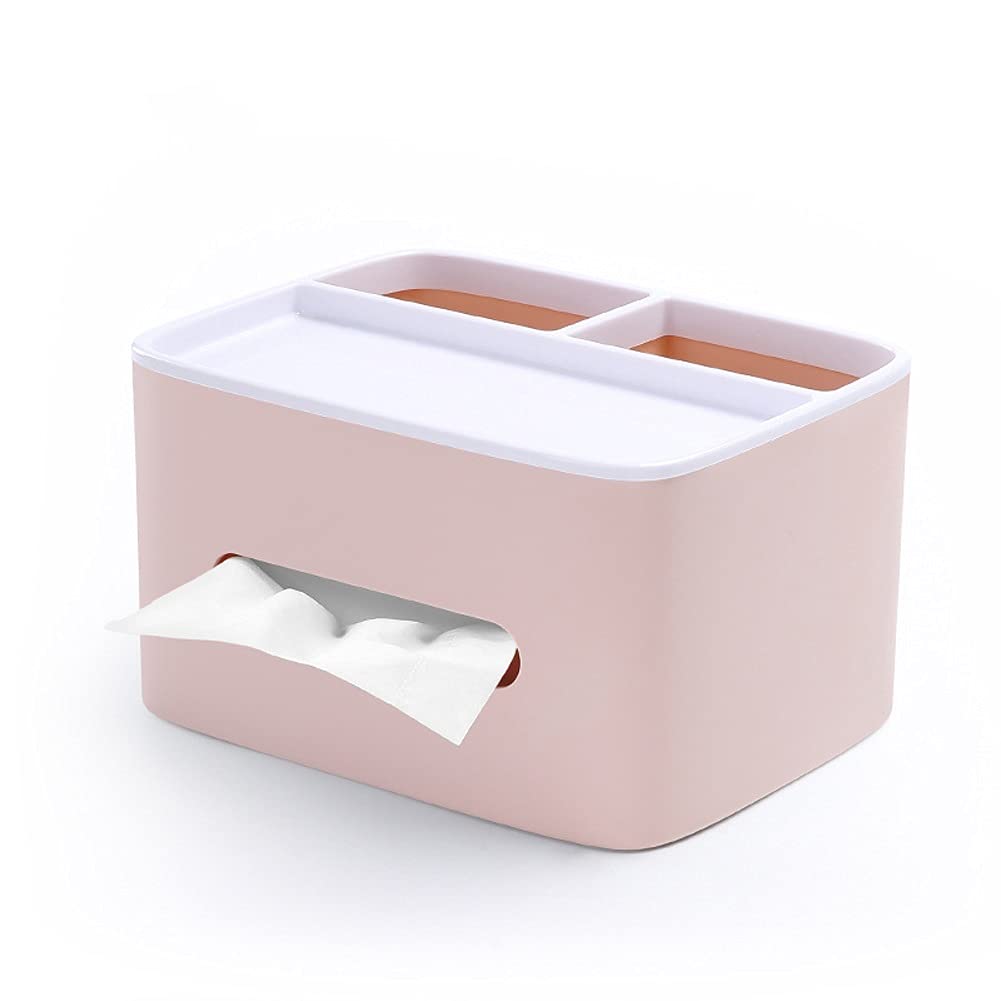 YFQHDD Multifunctional Desktop Tissue Box Holder - Stylish Pink Storage Organizer for Tissues, Remote Controls & Essentials | Perfect for Living Room, Coffee Table & Office Desk