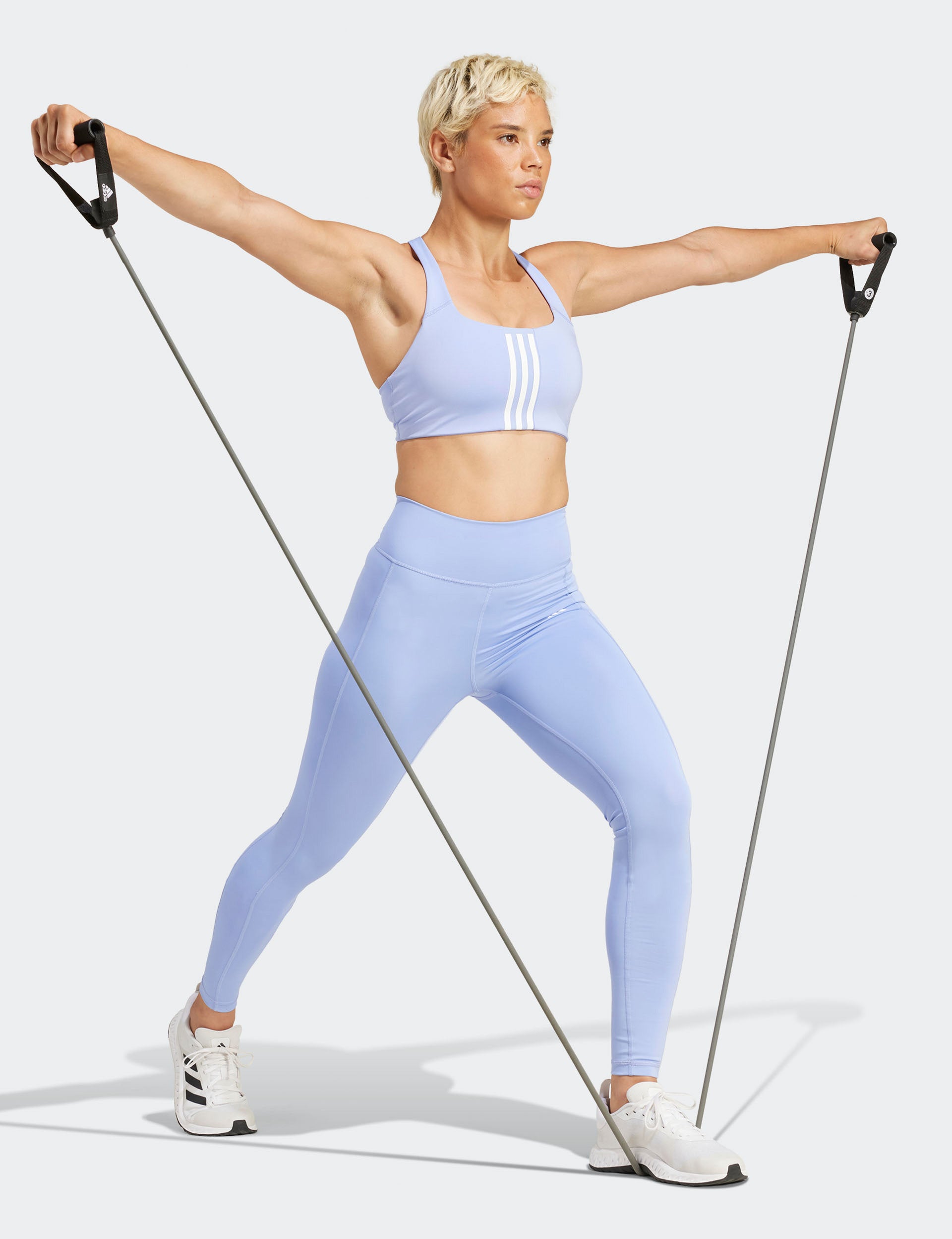 Powerimpact Training Medium Support 3 Stripes Sports Bra - Blue Spark | High-Impact Workout & Gym Essential for Women