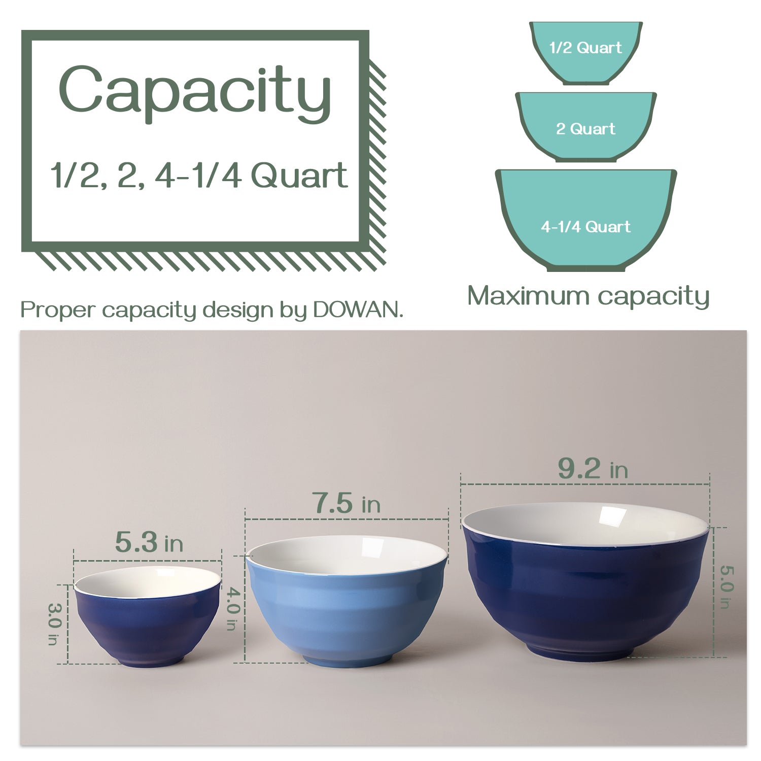 Premium Ceramic Mixing Bowls Set of 3 - Non-Slip Kitchen Essentials for Baking, Cooking & Food Prep - Perfect for Mixing Dough, Whisking Eggs & Serving Salads