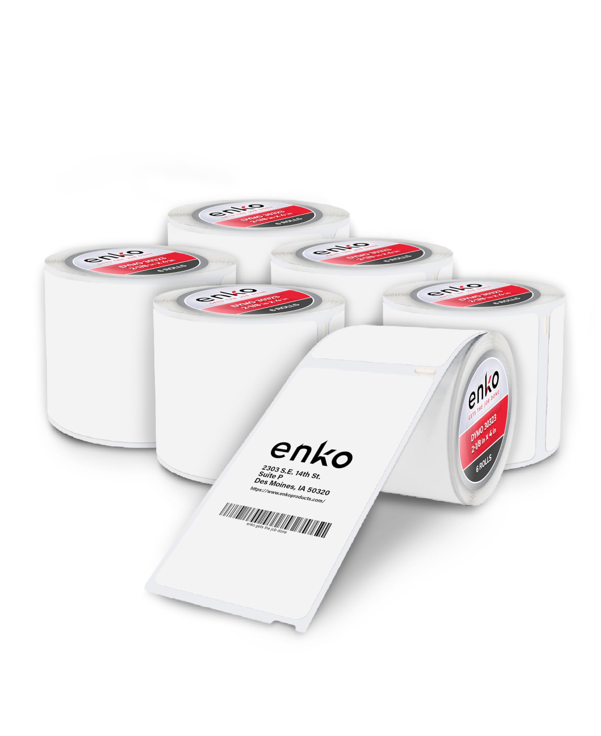 enKo 6 Rolls (1320 Labels) Address & Shipping Labels 2-1/8 x 4 Inch - Compatible with Dymo LabelWriter 30323 - Perfect for Ecommerce, Small Business & Home Office Shipping