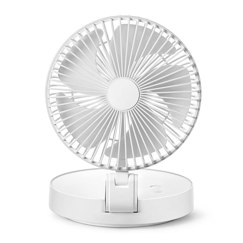 Portable USB Desk Fan - Foldable Mini Fan with Silent Operation for Office, Dorm & Travel - Rechargeable Personal Cooling Fan (White) | Perfect for Work, Study & Outdoor Activities