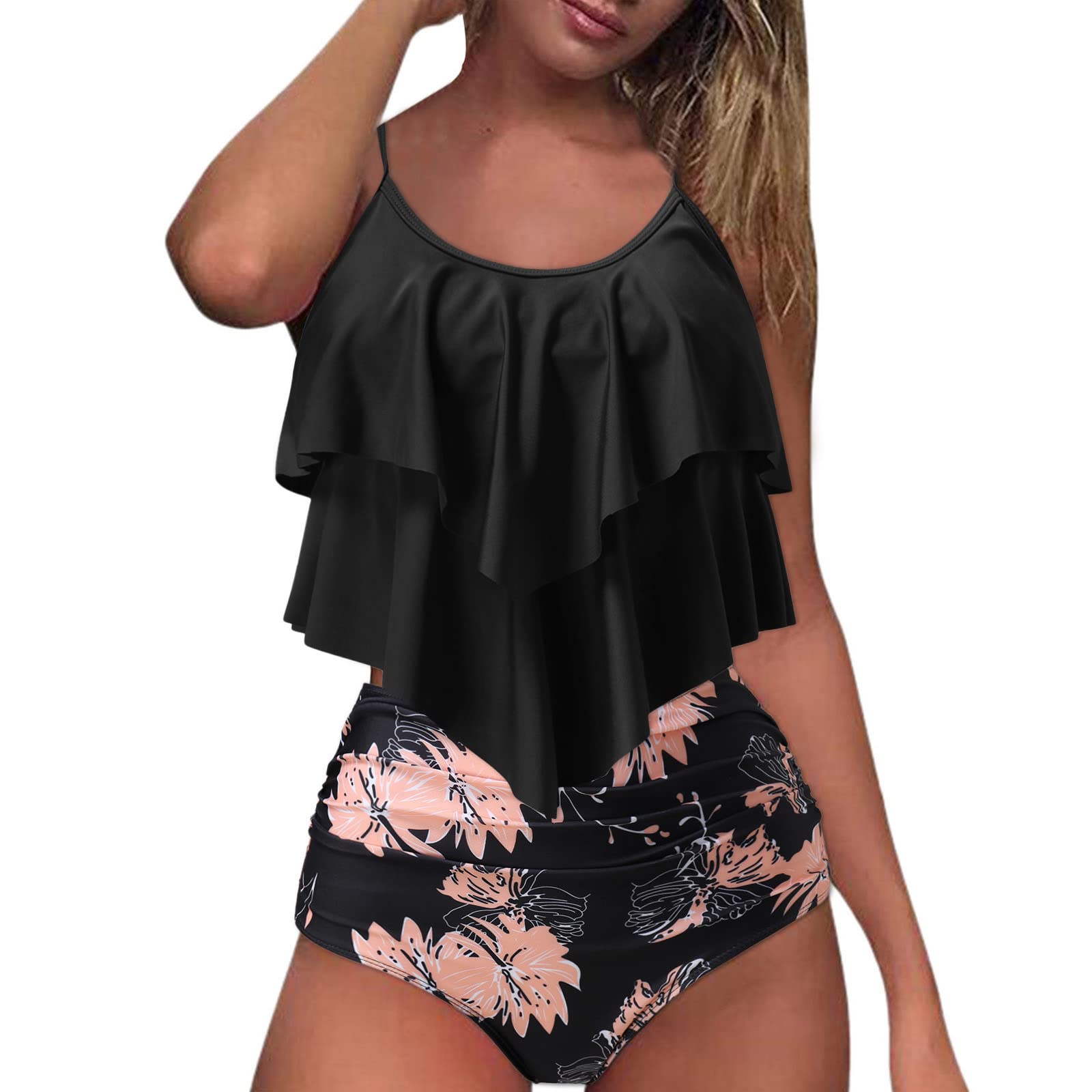 Sexy Women's Two Piece Swimsuit - Tankini Top with Shorts & Spaghetti Straps | Summer Vacation Beachwear for Pool, Resort & Tropical Getaways
