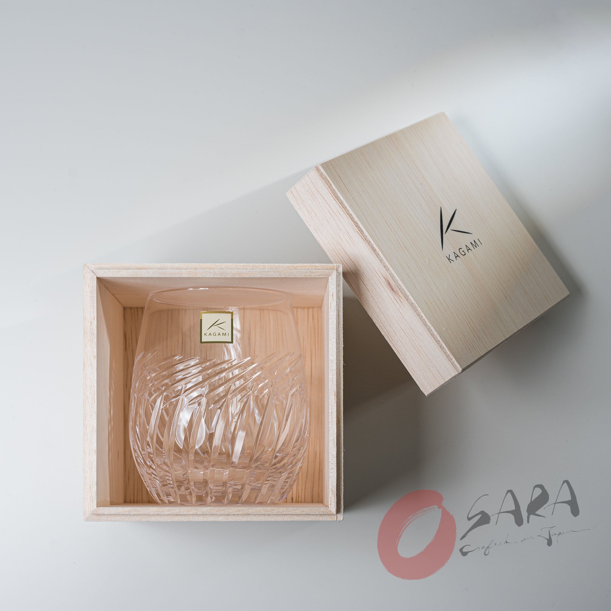 Premium KAGAMI Crystal Japanese Handmade Whiskey Glass Set - 250ml Elegant Tumbler for Bourbon, Scotch & Whiskey - Perfect for Home Bar, Gifts & Special Occasions