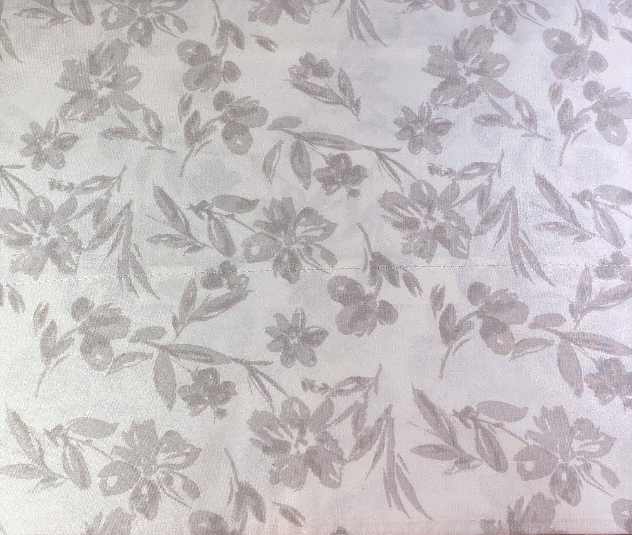 Lauren Full Size Floral Print Sheet Set - 100% Cotton Light Gray & White Bed Sheets - Soft & Breathable for Comfortable Sleep - Perfect for Master Bedroom, Guest Room & Dorm