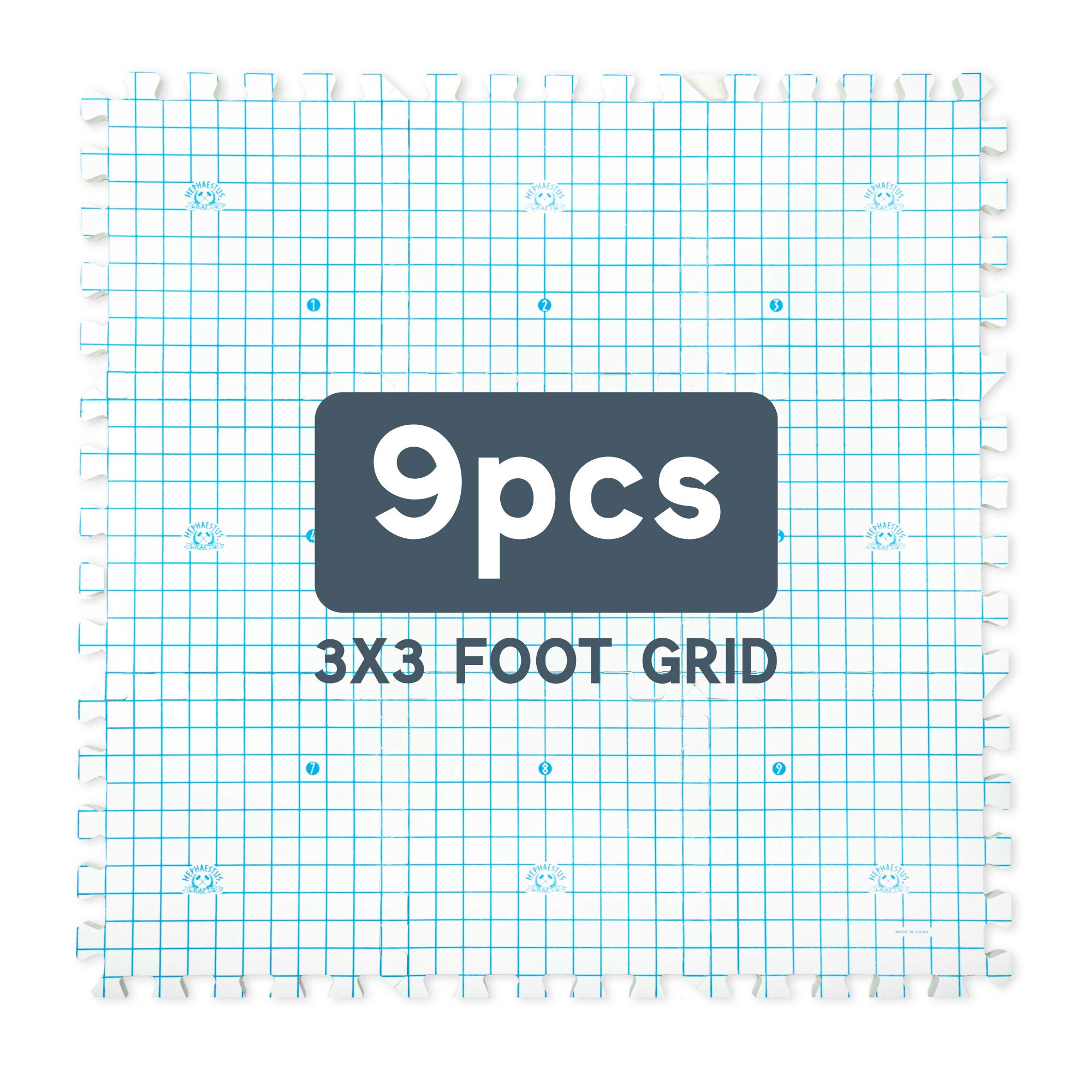 Crutello Extra Thick Knitting Blocking Mats - 9-Pack White Blocking Boards with Grids for Needlework & Crochet Projects | Includes Measuring Tape & 150 T-Pins | Perfect for Blocking Shawls, Sweaters & Handmade Fiber Arts